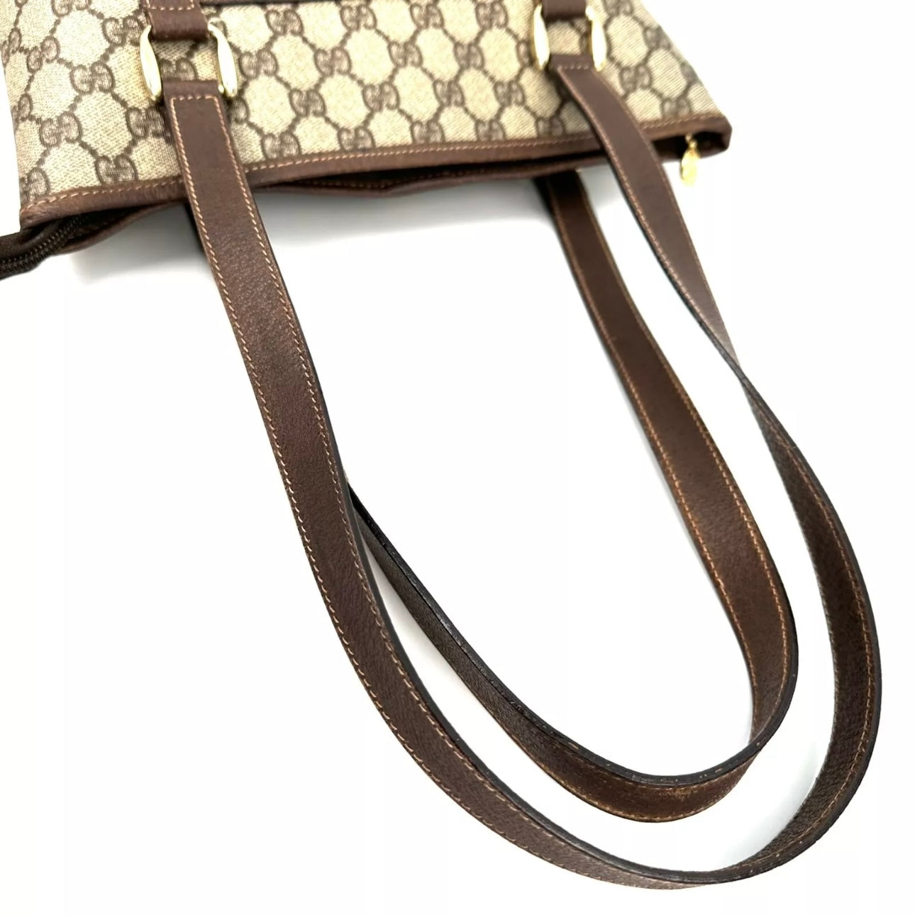 Shoulder Tote Hand Bag Brown PVC Leather