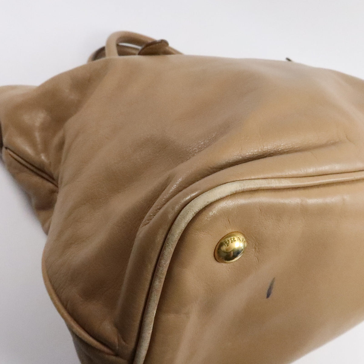 Prada GHW 2 Way Shoulder Bag - Beige, Calfskin Leather