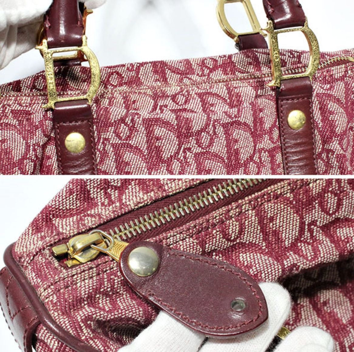 DIOR TROTTER BOSTON BURGUNDY BAG