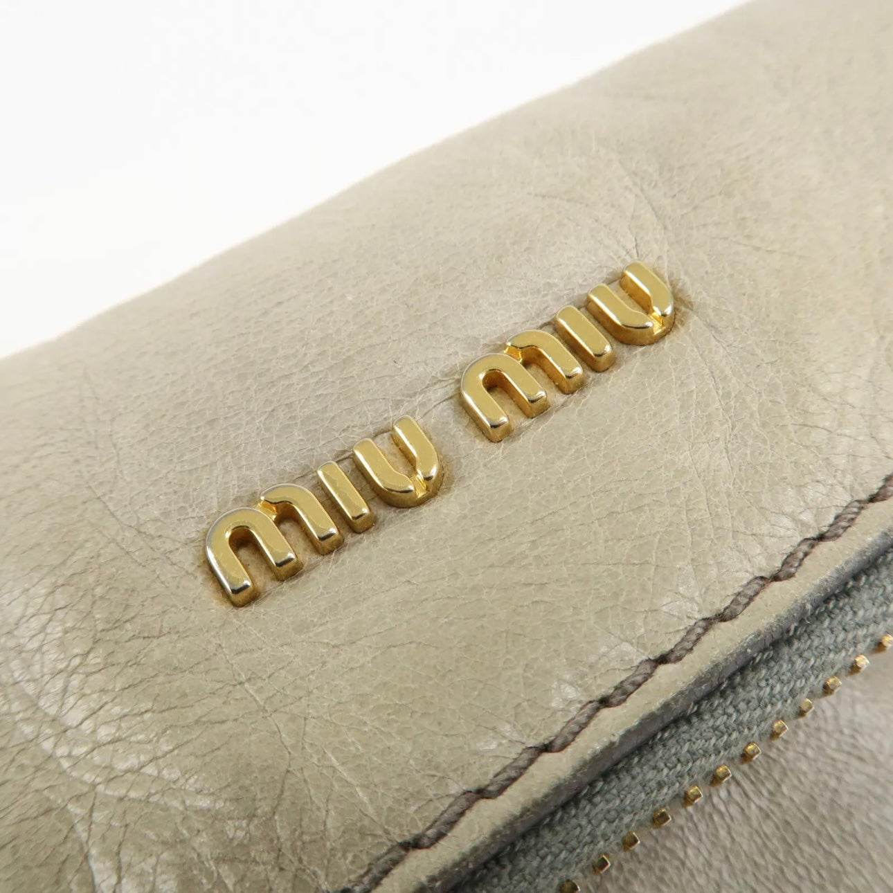 MIU MIU Leather Hand& Shoulder Bag Beige