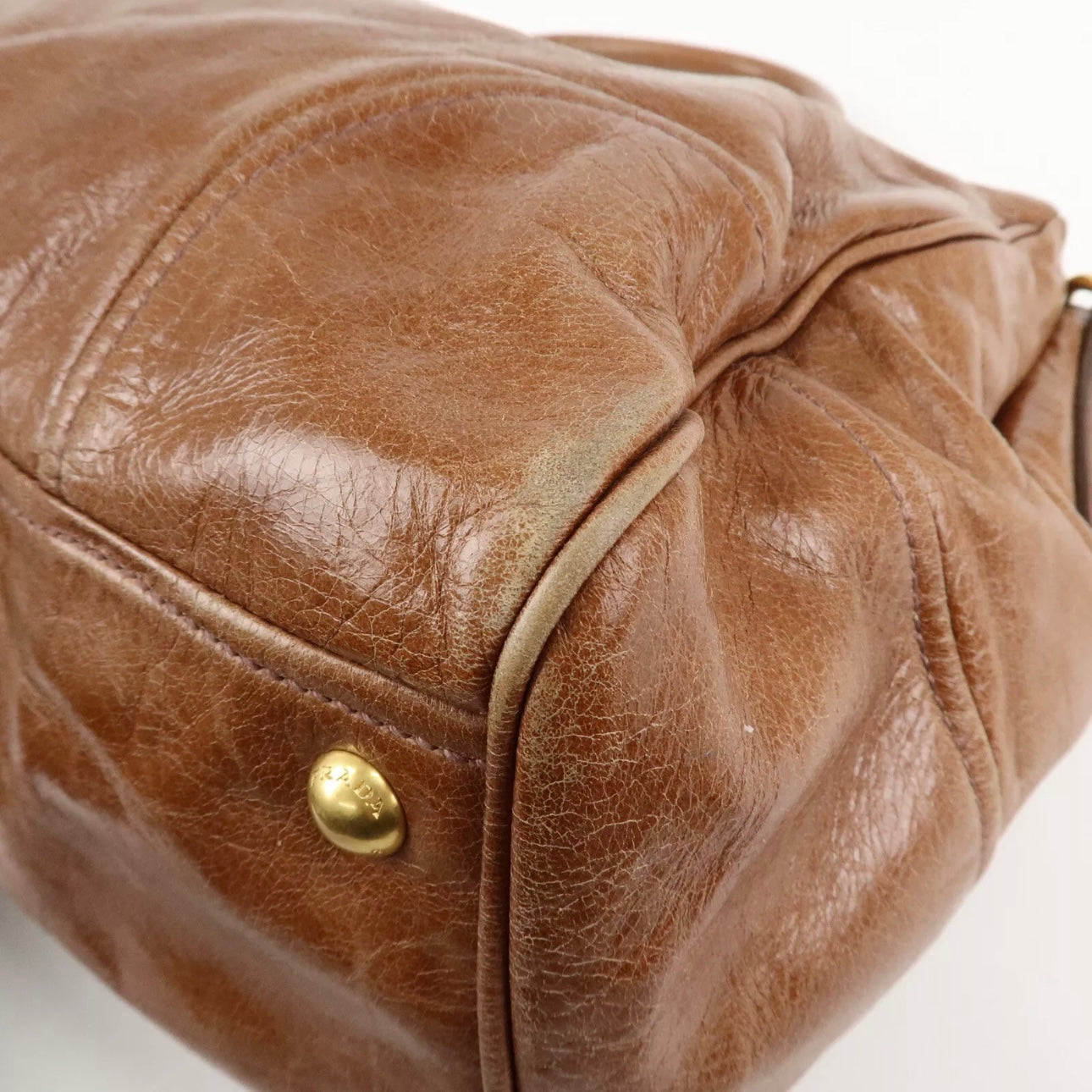 PRADA Leather Shoulder & Hand Bag Brown