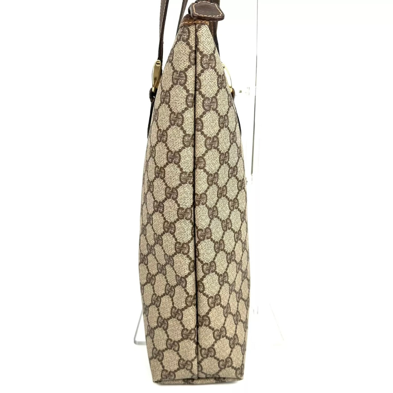 Shoulder Tote Hand Bag Brown PVC Leather