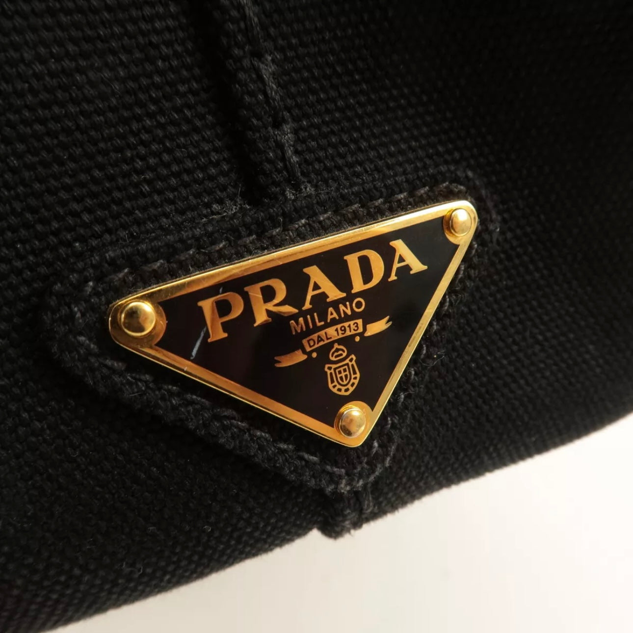 Prada Canapa Mini Canvas Tote Bag Hand Bag Black