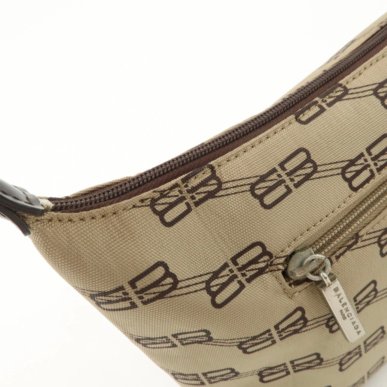 BALENCIAGA Leather Canvas Shoulder Bag