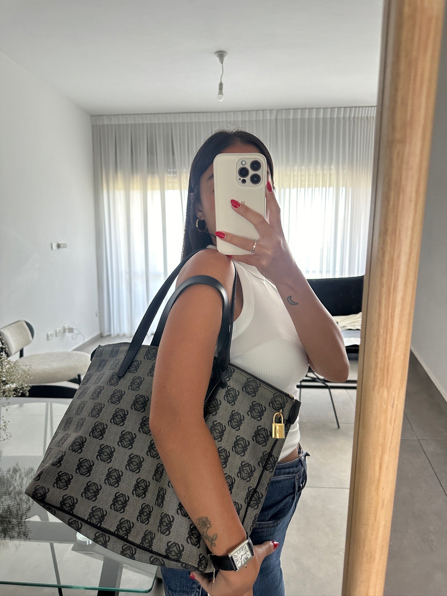 Loewe Anagram Tote Bag - Black, PVC Coating Canvas and Leather