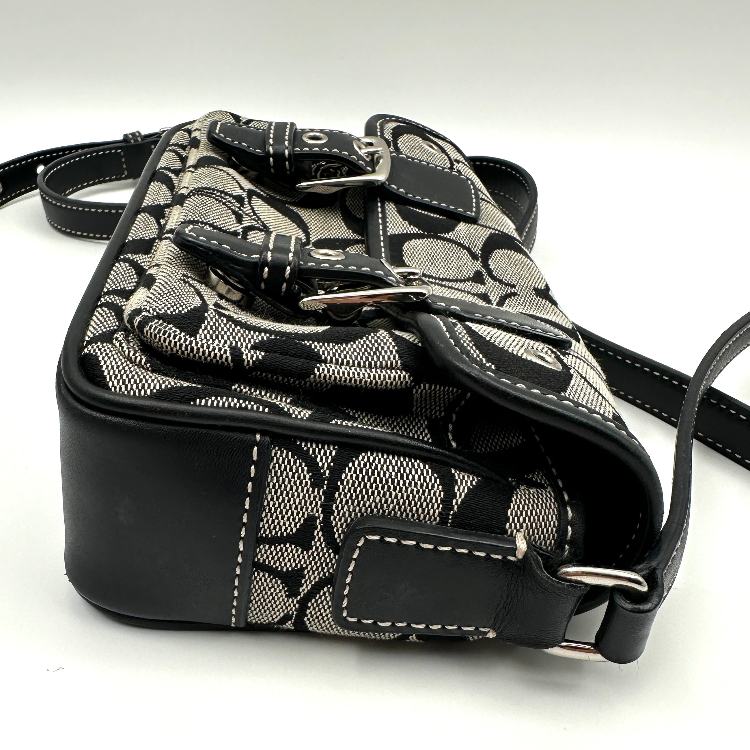 Mini Shoulder Bag Signature Canvas, Leather