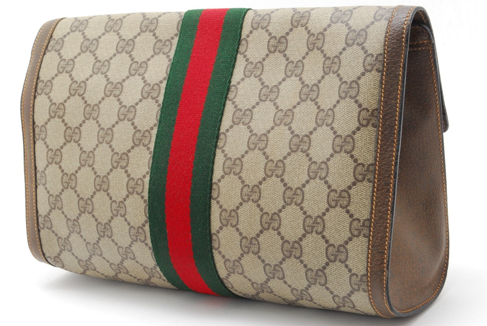 Gucci Sherry Clutch Bag - Beige, PVC Leather