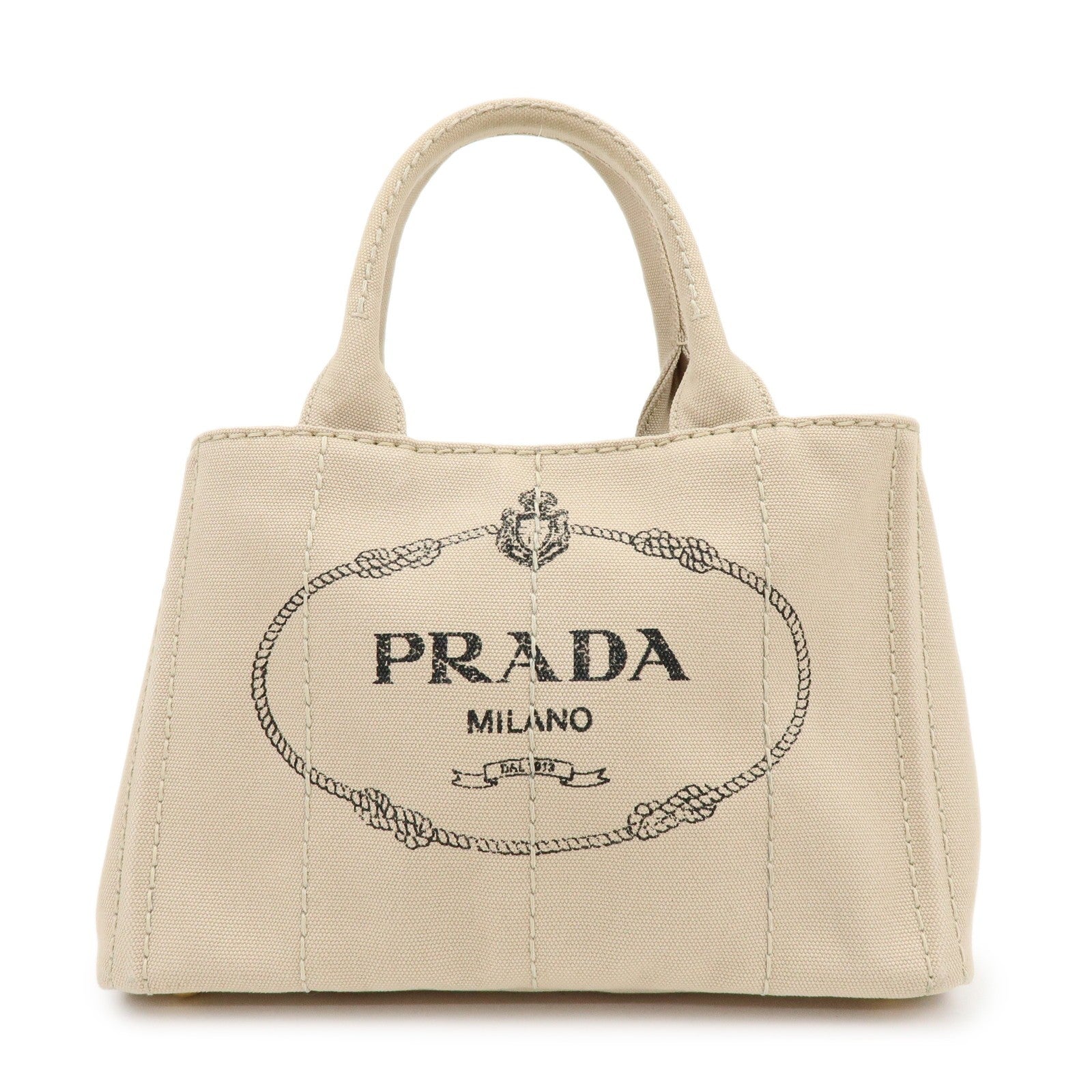 Prada Canapa Hand Bag - Beige, Canvas