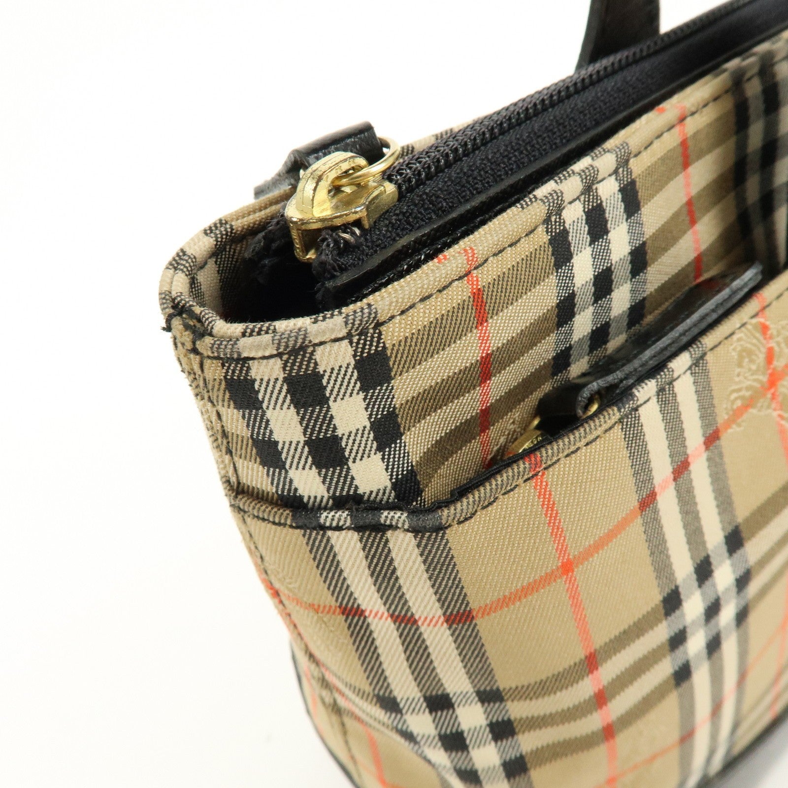 Burberry Nova Plaid Tote Bag - Brown, Black, Canvas, Leather