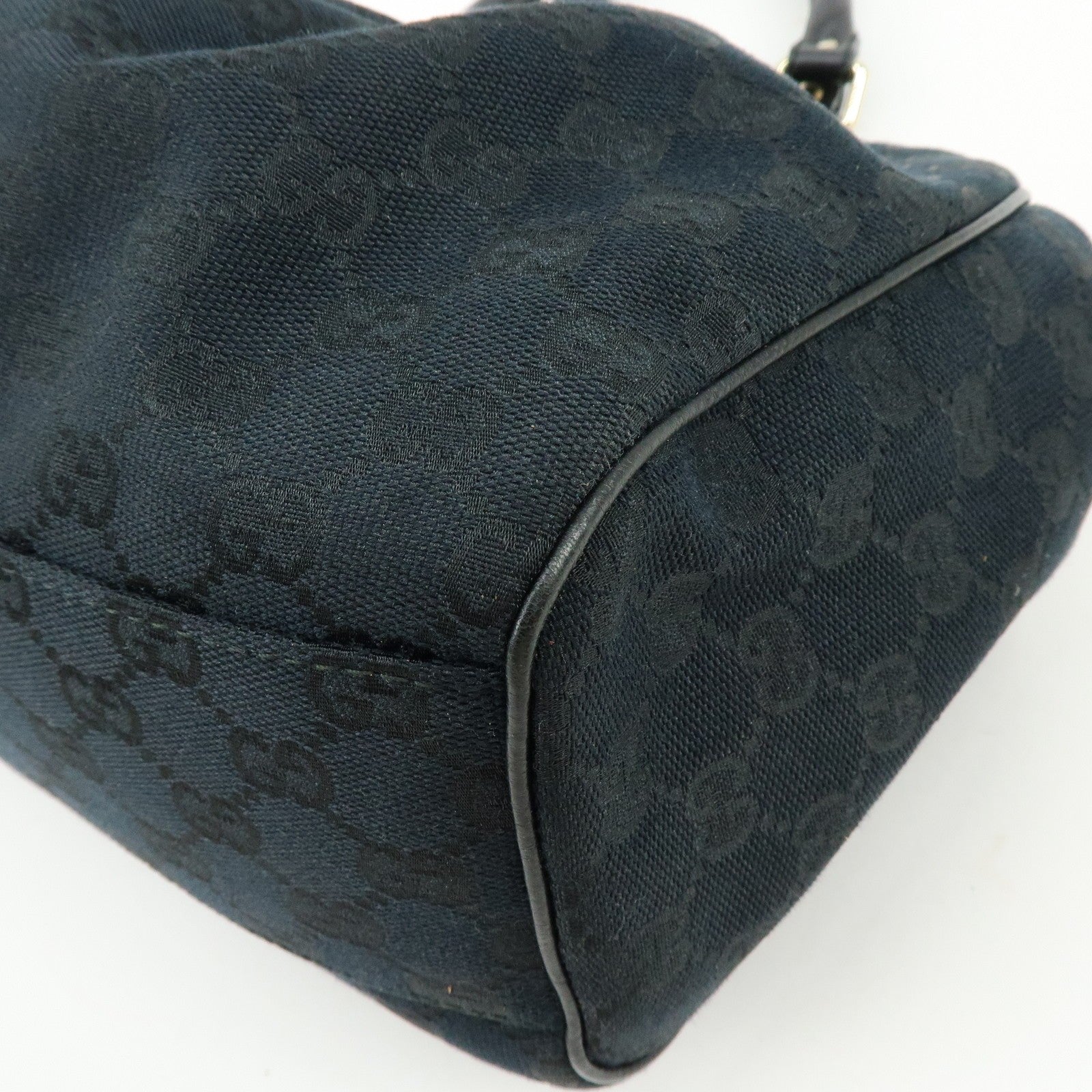 GUCCI Sukey GG Canvas Leather Tote Bag Hand Bag Black
