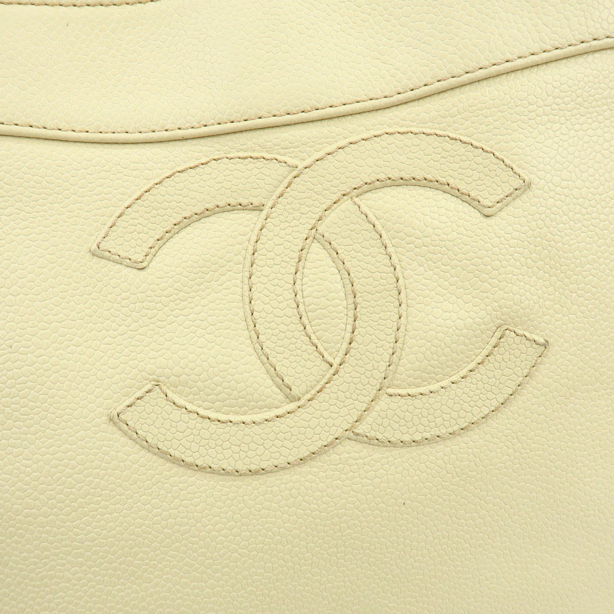 Chanel Coco Mark Caviarskin Tote Bag - Ivory, Leather
