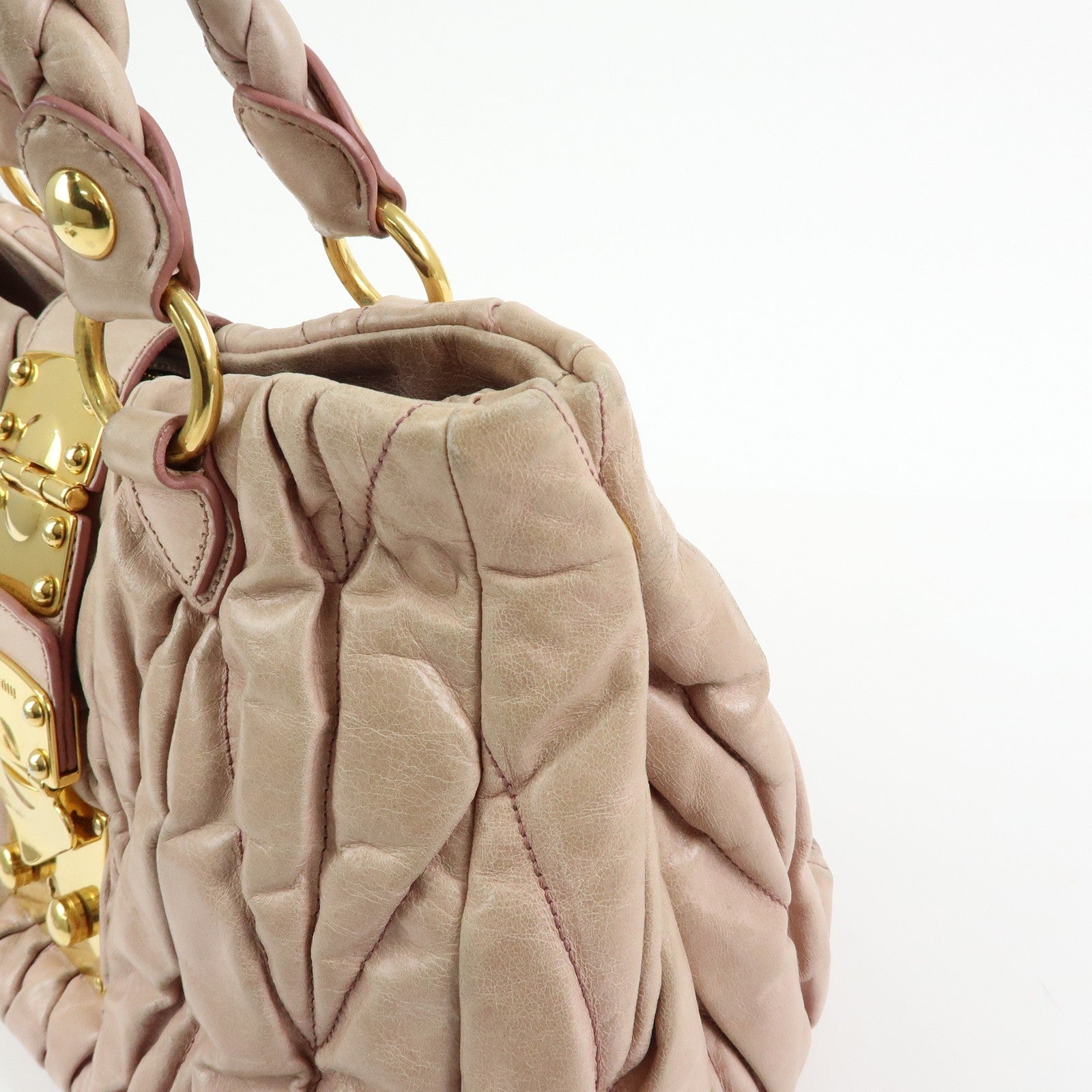 Miu Miu Matelasse 2Way Bag - Pink Beige, Leather