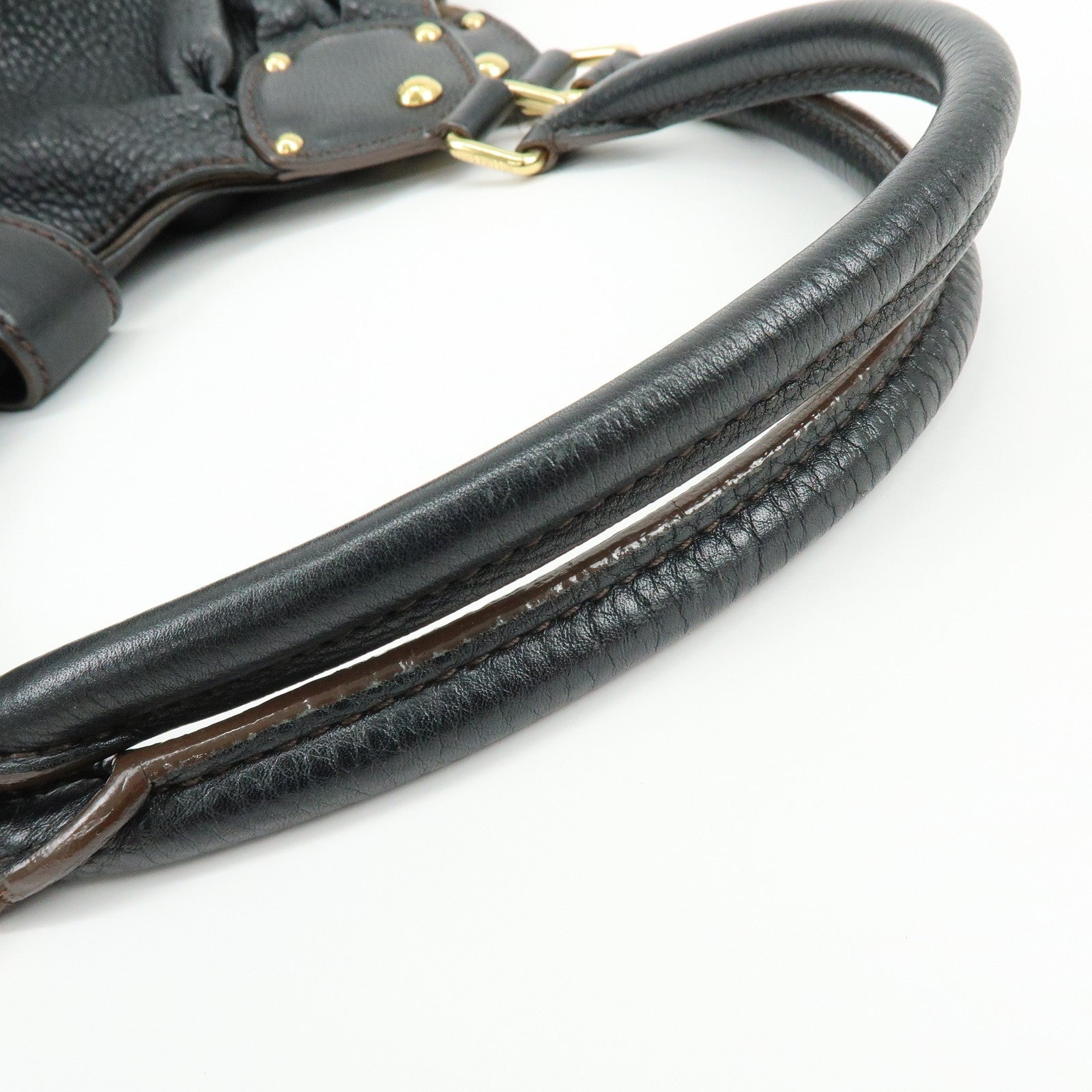 Louis Vuitton Monogram Leather Mahina L Shoulder Bag Noir
