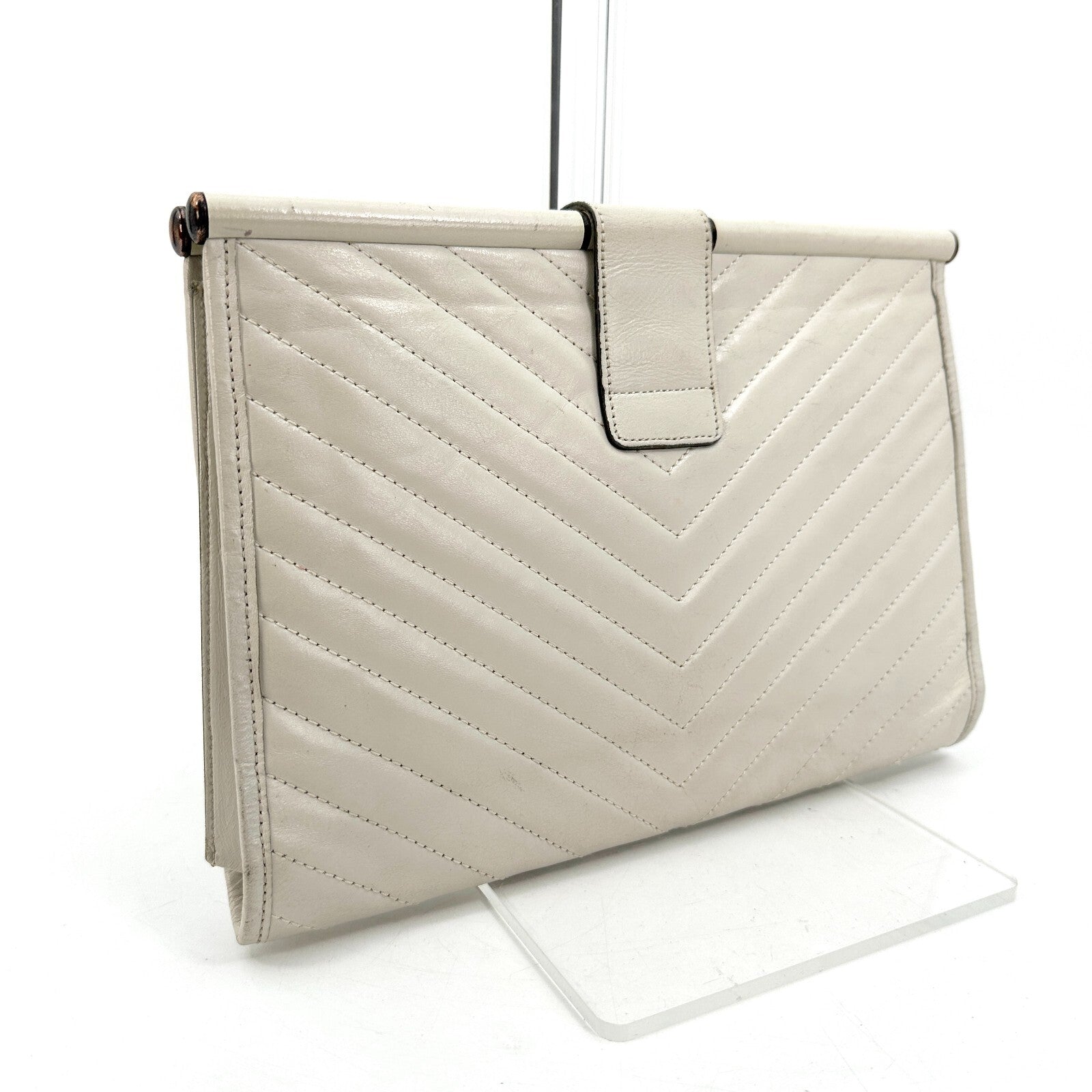 Saint Laurent Yves Saint Laurent Clutch Bag - Ivory, Leather