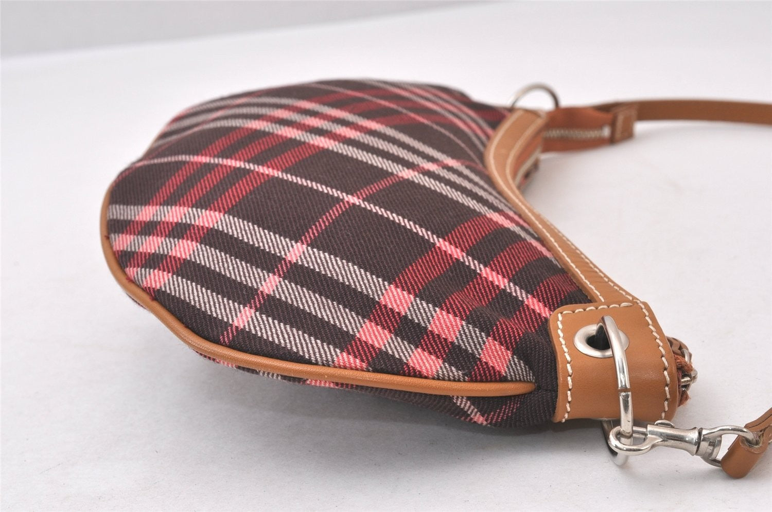 Burberry Blue Label Check Hand Bag - Red, Canvas