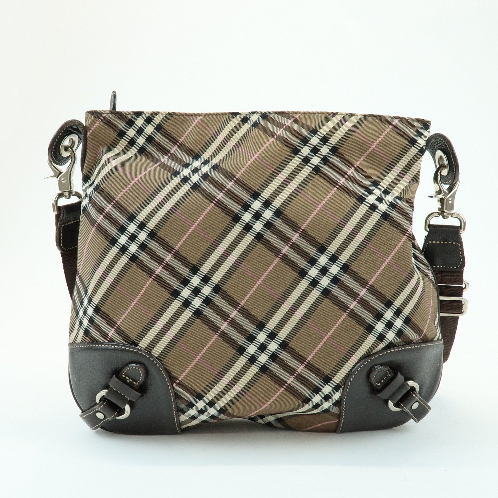Burberry Nova Plaid Shoulder Bag - Brown, Canvas, Leather