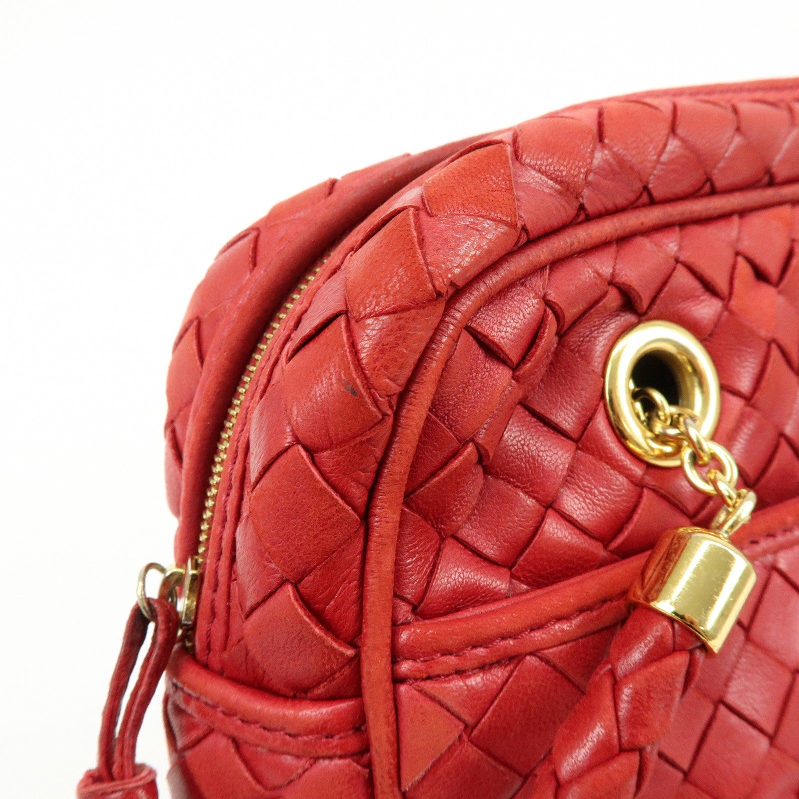 Bottega Veneta Intrecciato Shoulder Bag - Red, Leather