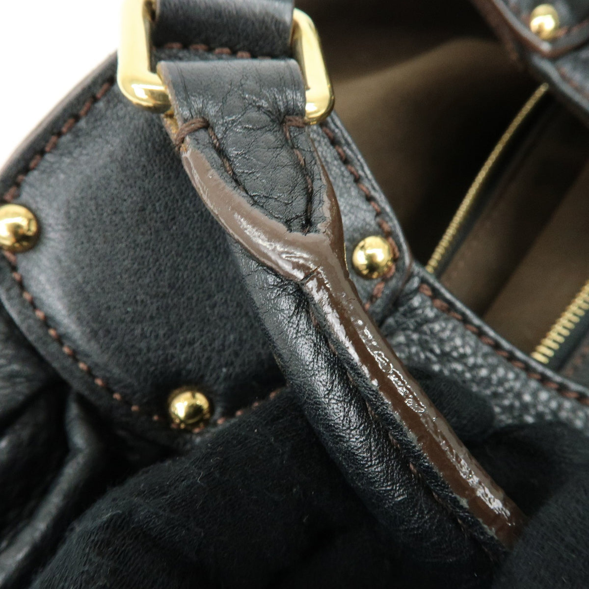 Louis Vuitton Monogram Leather Mahina L Shoulder Bag Noir