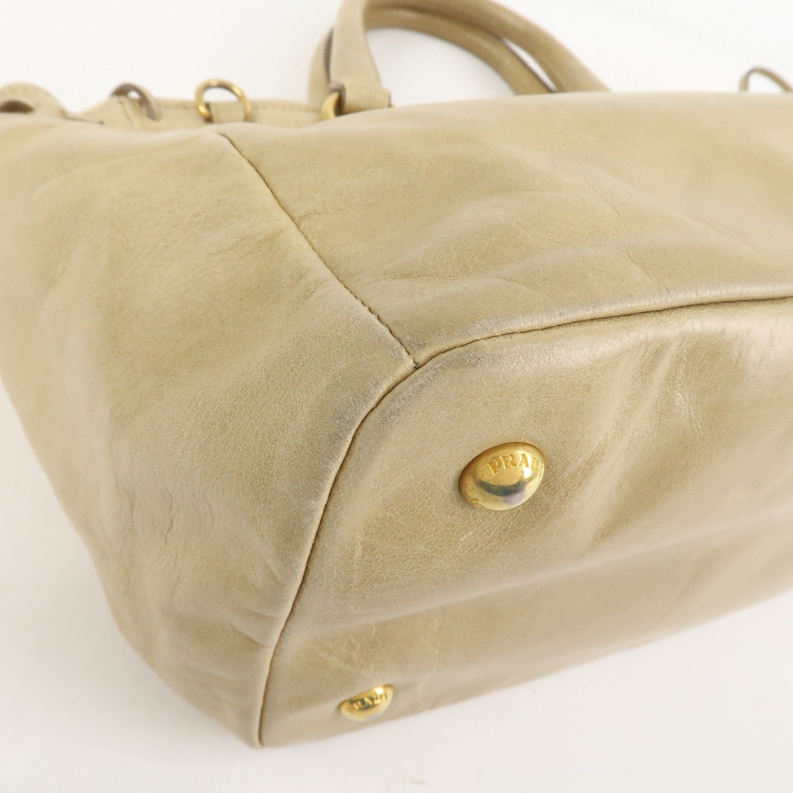 Prada Vitelloshine Handbag - Beige, Leather