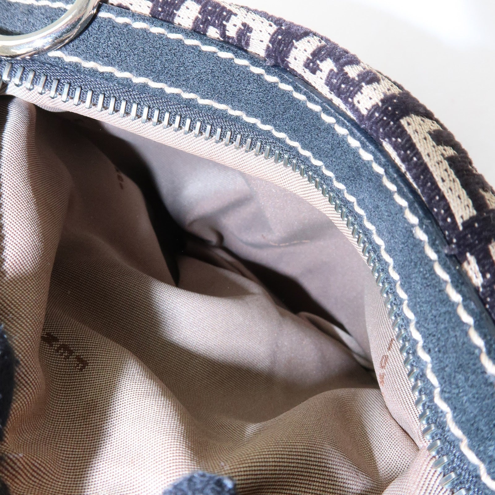 Fendi Shoulder Bag - Black and Beige, Jacquard Canvas and Suede