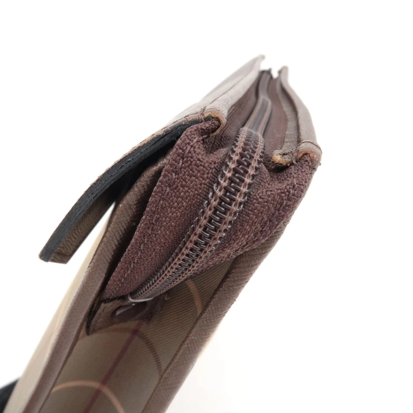 Burberry Plaid Clutch Bag - Beige Brown, Canvas Leather