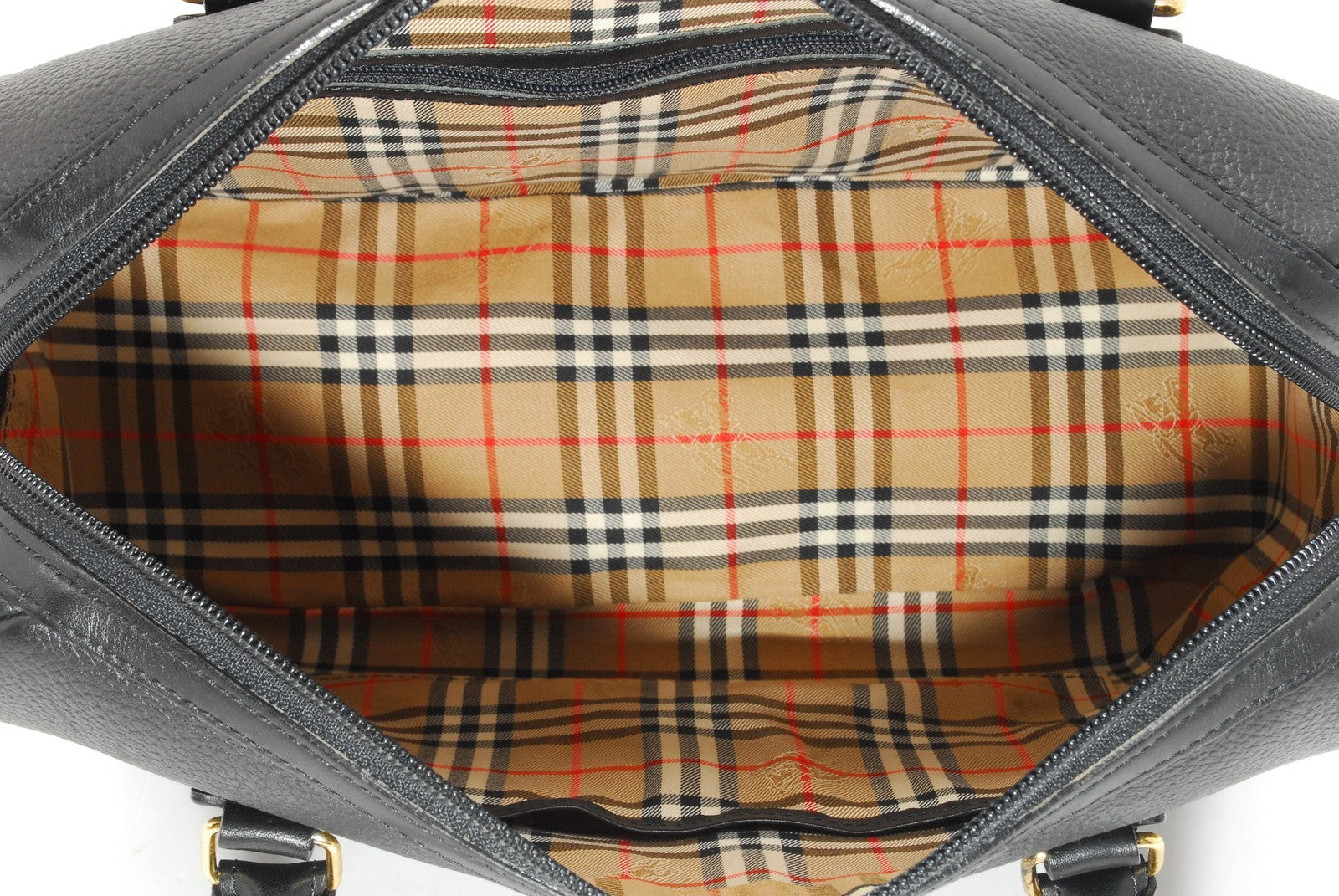 Burberry Nova Check Hand Boston Bag - Black, Leather