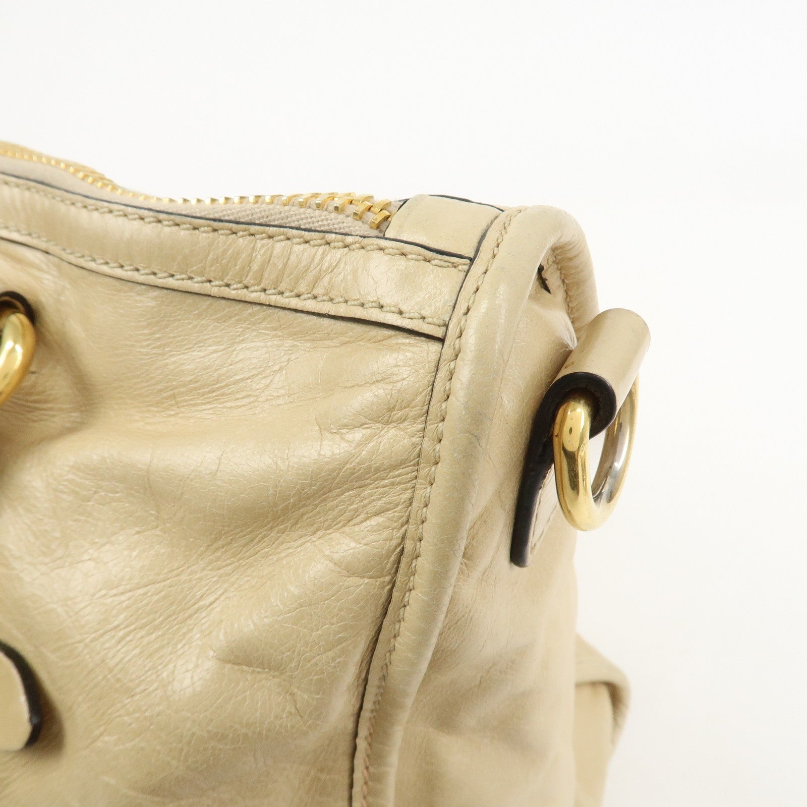 Miu Miu Logo Leather 2Way Bag - Beige, Leather