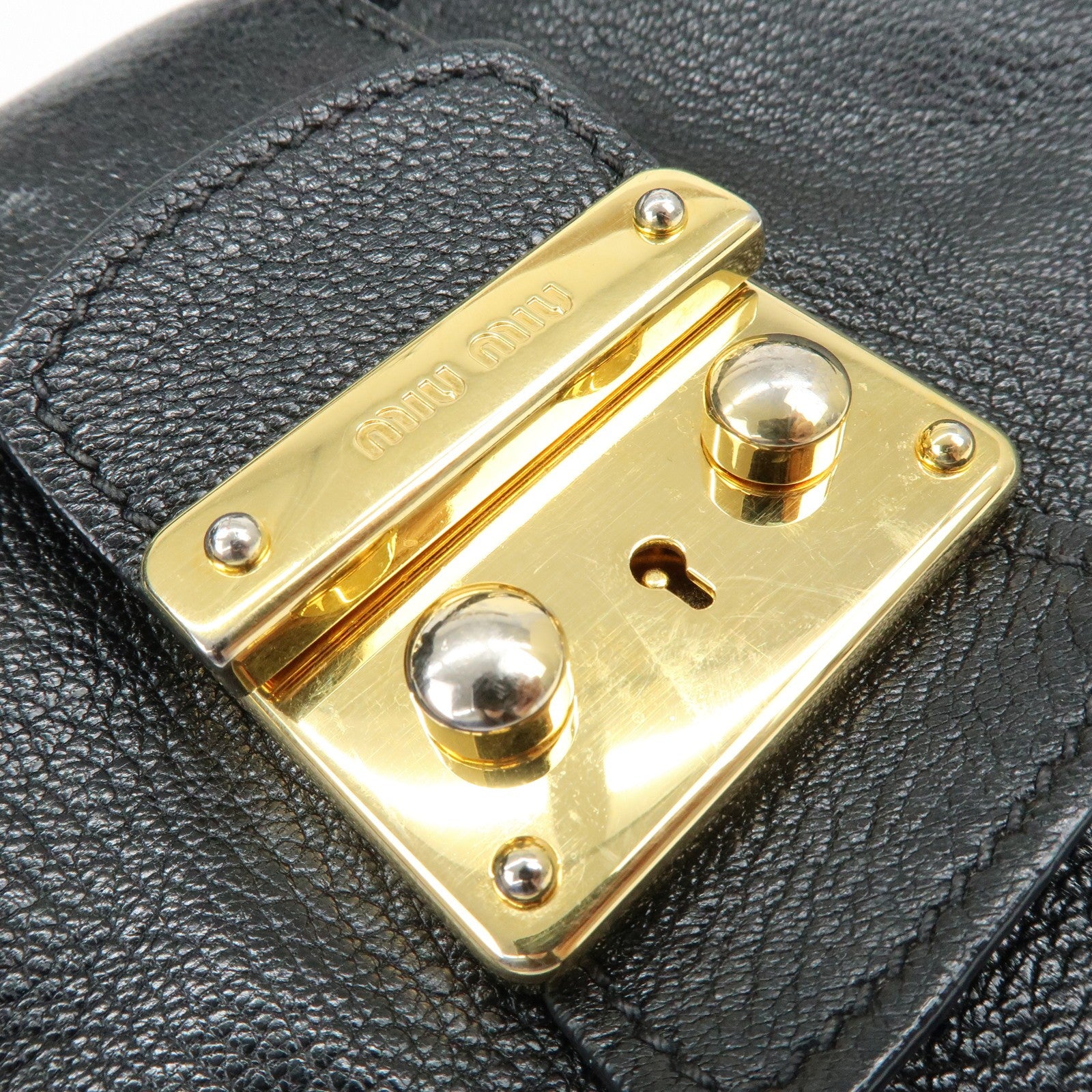 Miu Miu Madras Hand Bag - Black, Leather