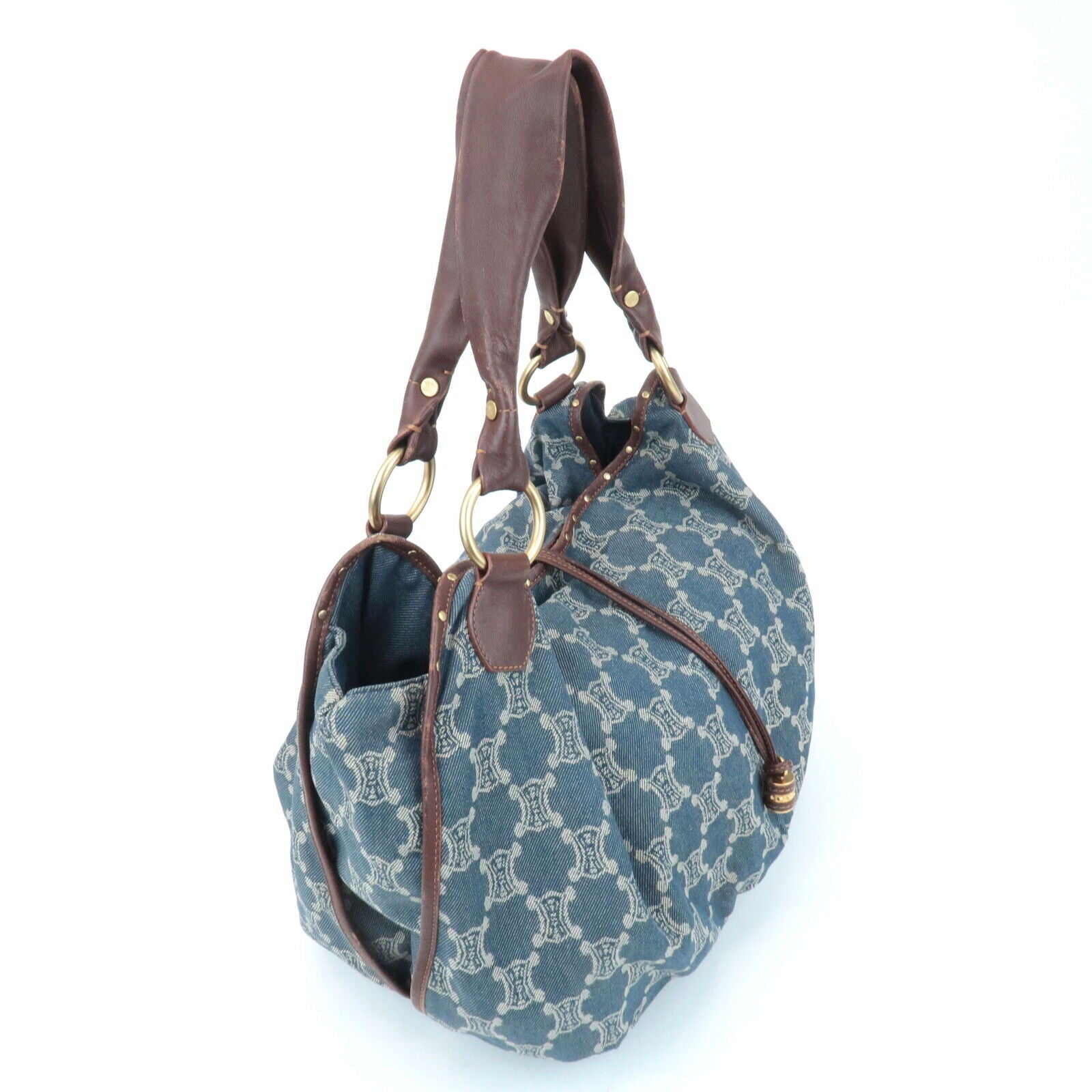 Celine Macadam Denim Leather Bitter Sweet Shoulder Bag - Blue/Brown, Denim/Leather