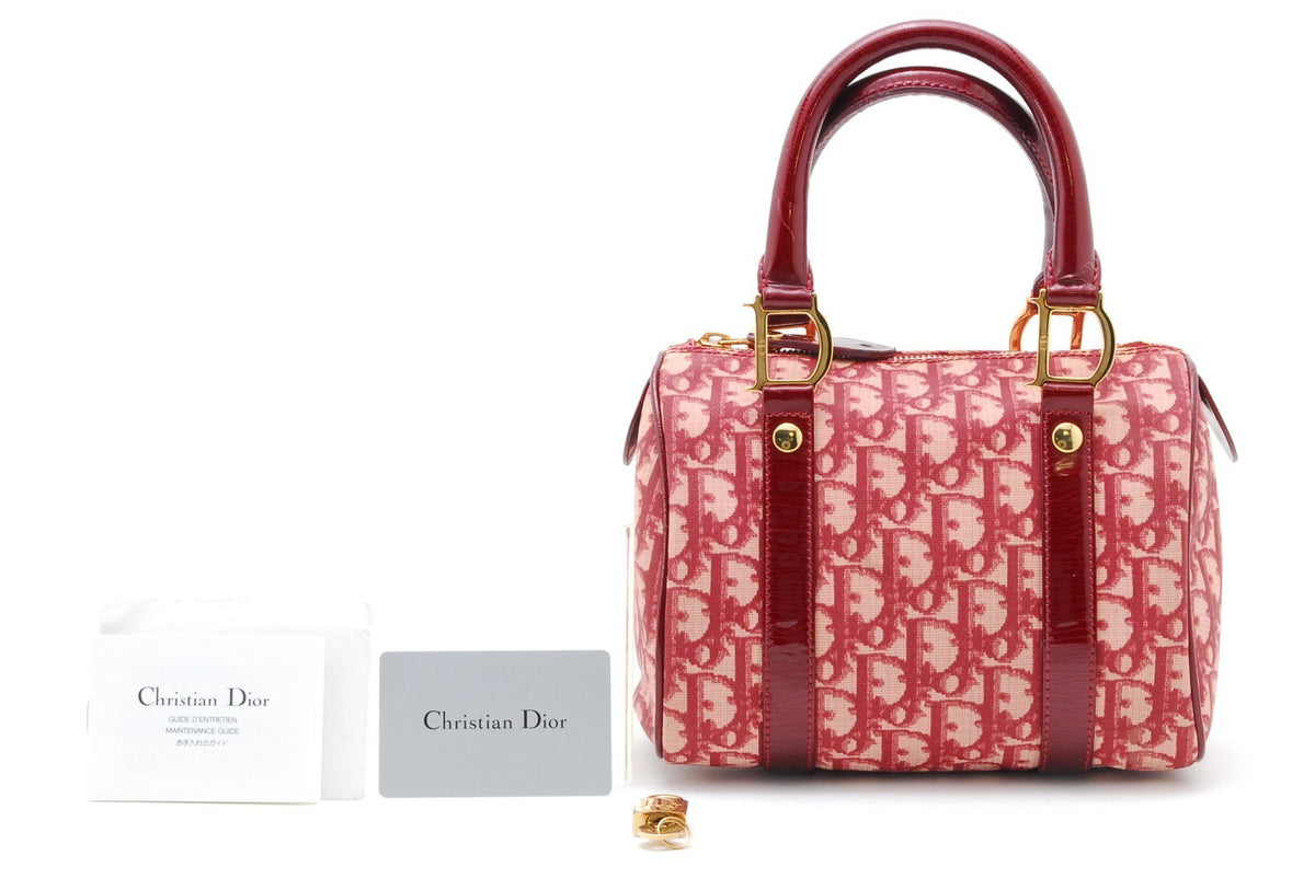 Dior Trotter Mini Boston Handbag - Bordeaux, Canvas