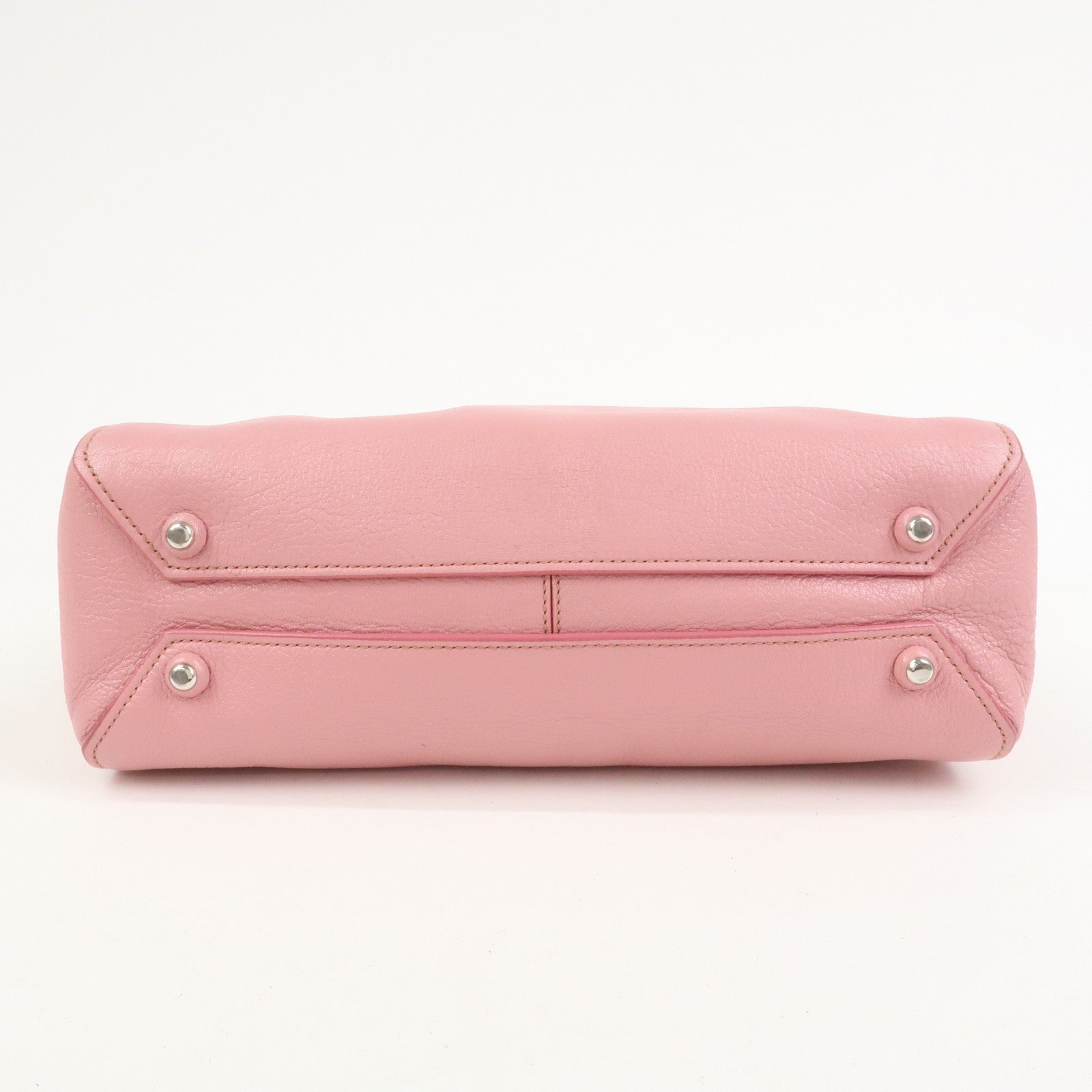 Miu Miu Logo Madras Hand Bag - Pink, Leather