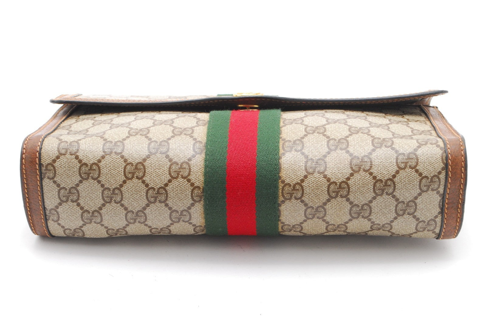 Gucci Sherry Line Clutch Bag - Beige, PVC Leather