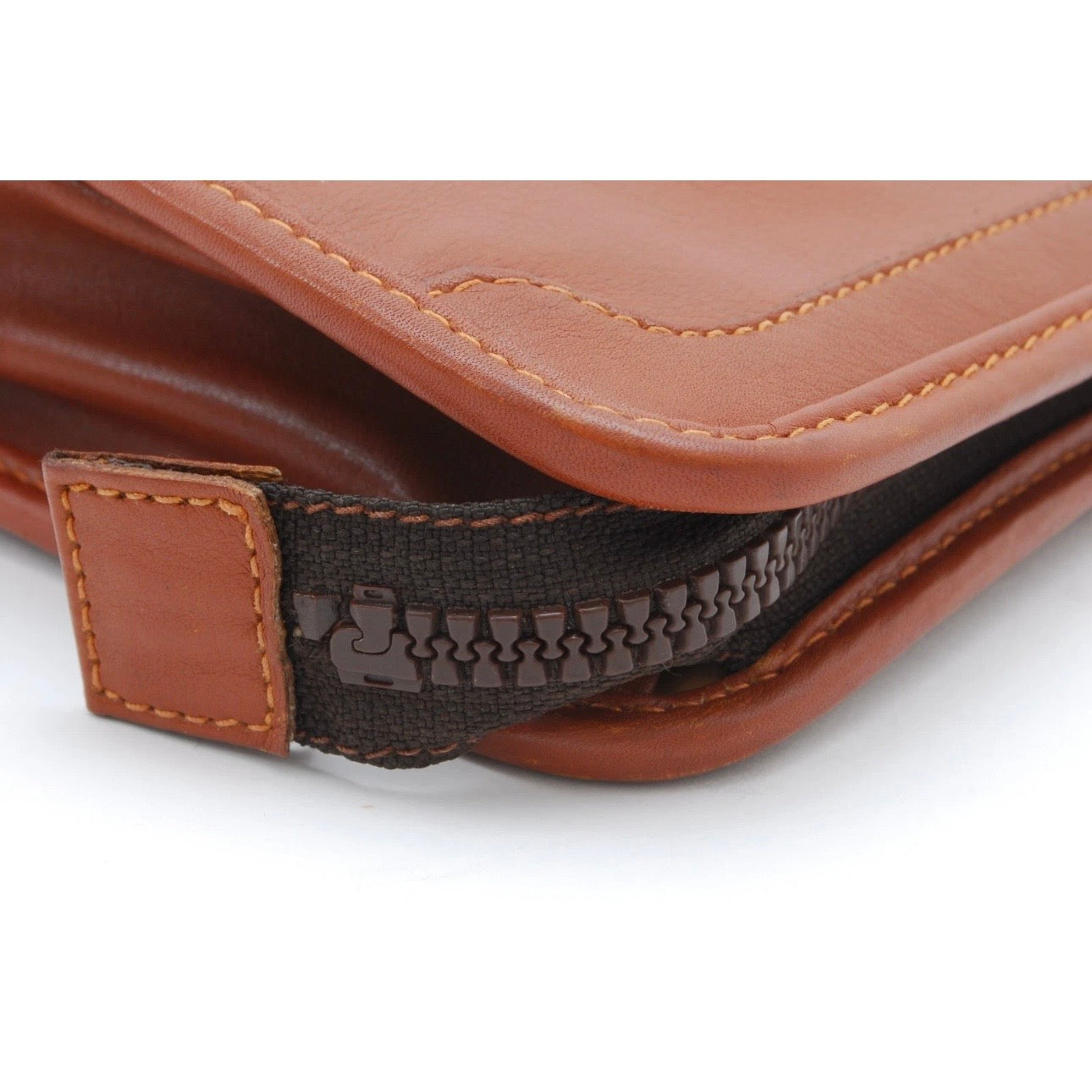 CELINE Clutch Bag Macadam Brown Leather Vintage