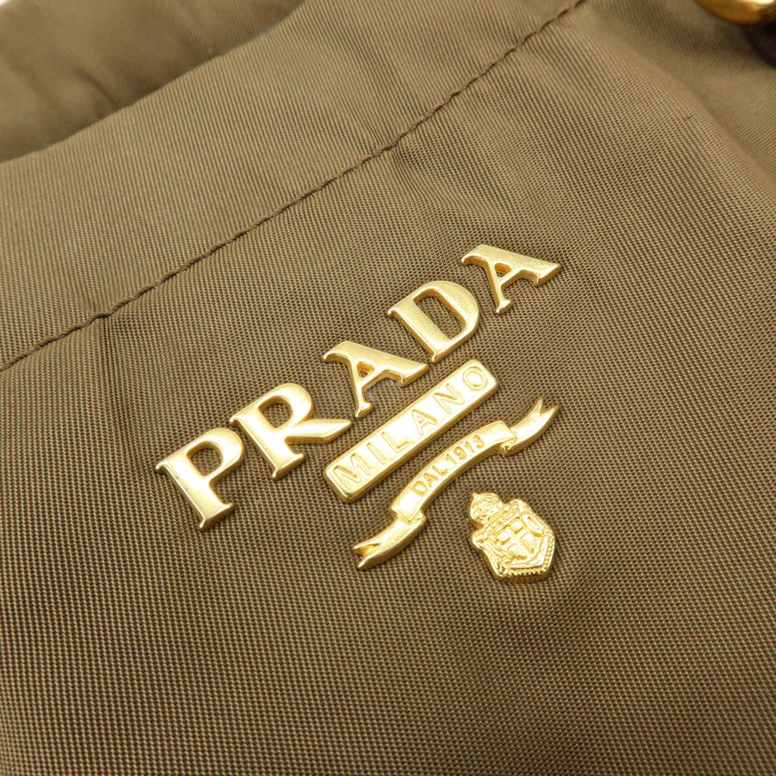 Prada Triangle Logo 2Way Bag - Khaki Brown, Nylon Saffiano Leather