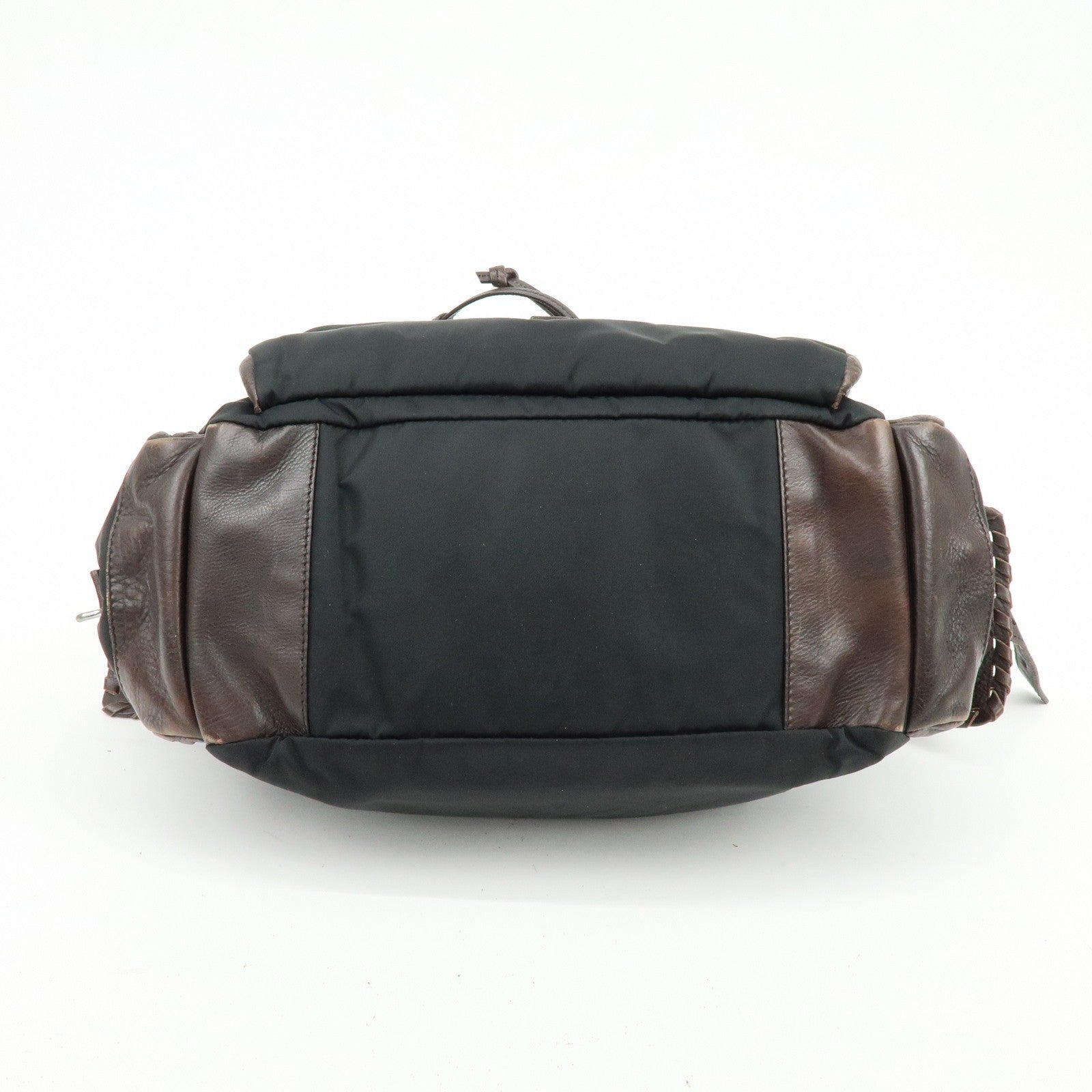 Prada Hand Bag Tote Bag - Brown, Black, Leather, Nylon