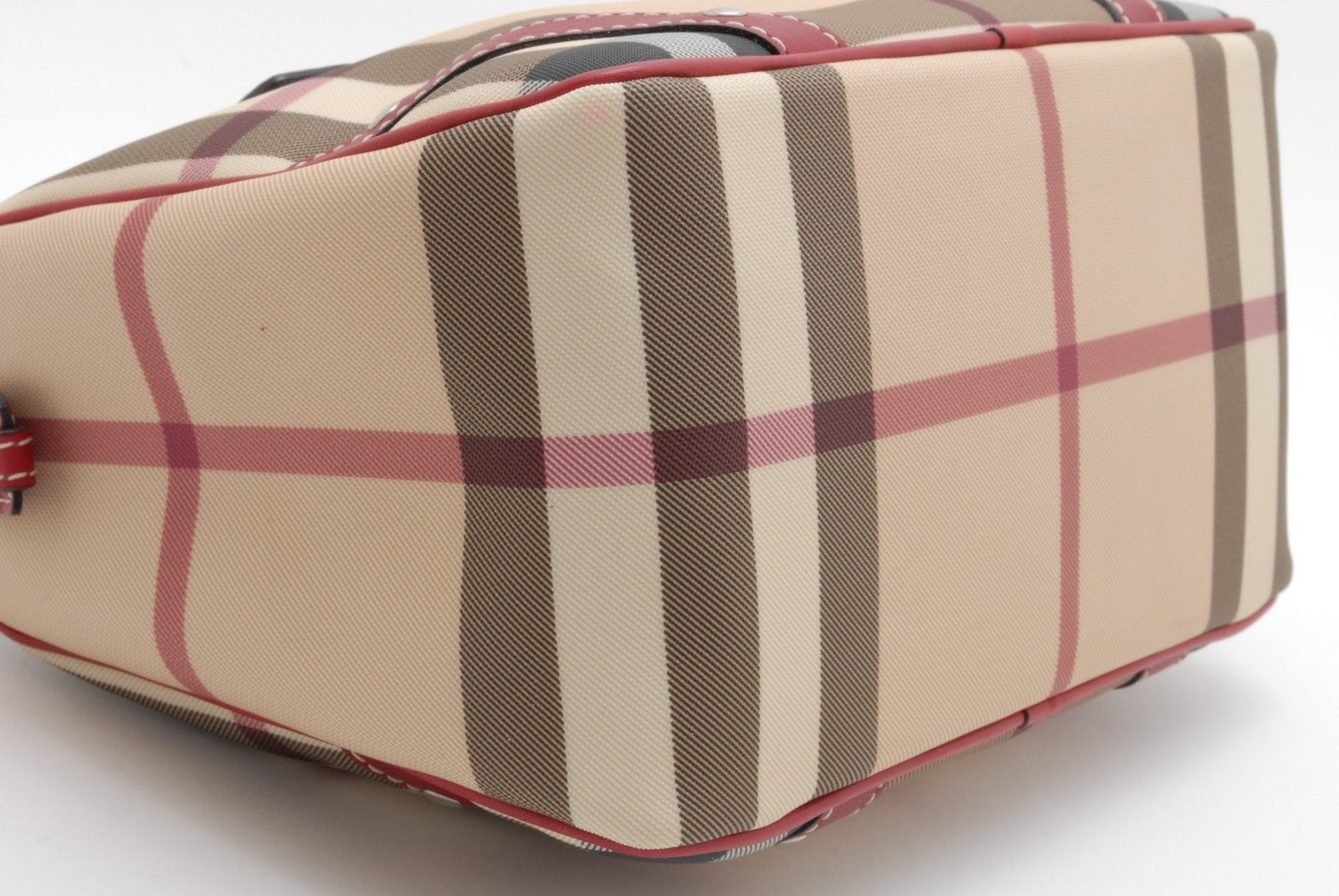 Burberry Nova Check Handbag - Red, Leather