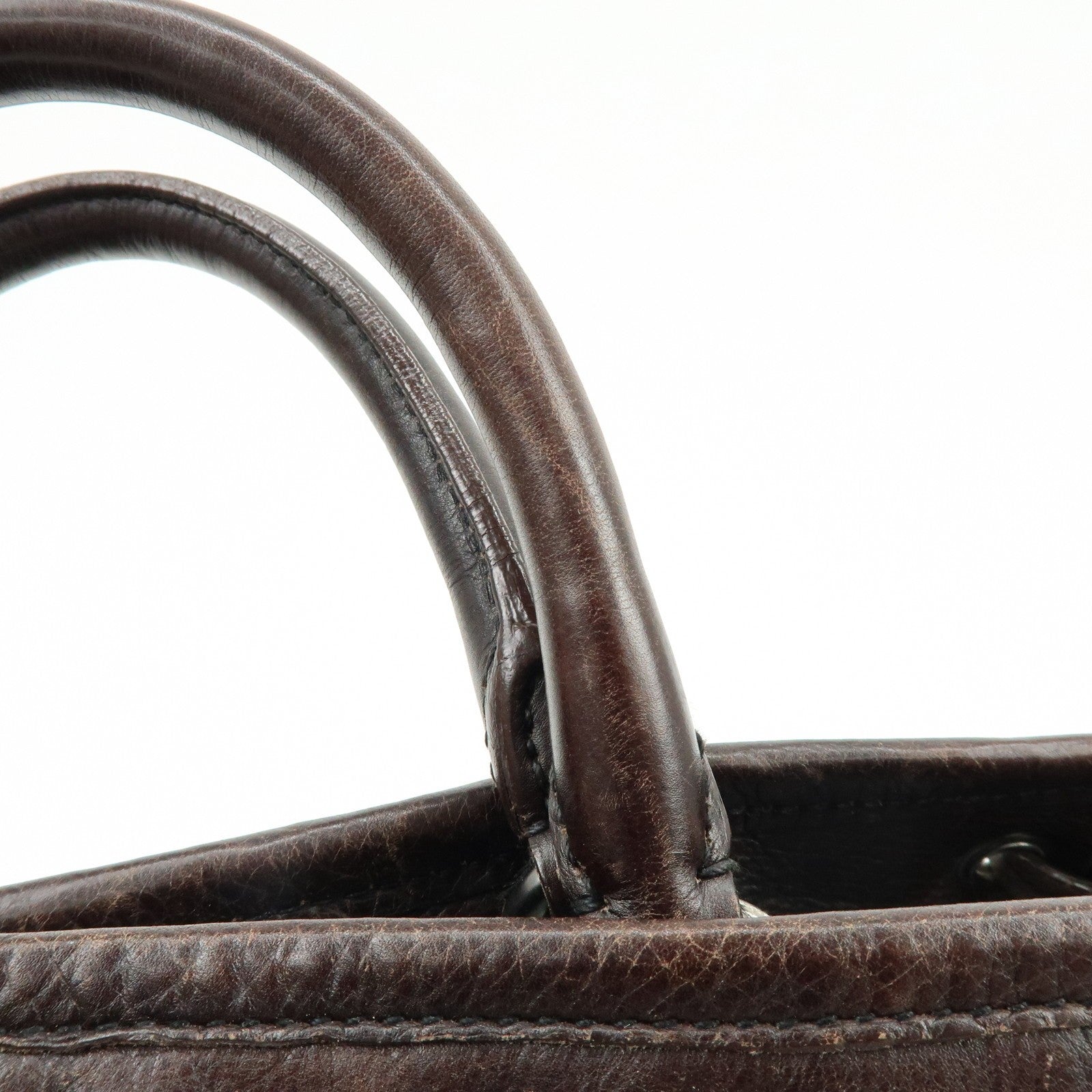 Prada Hand Bag Tote Bag - Brown, Black, Leather, Nylon