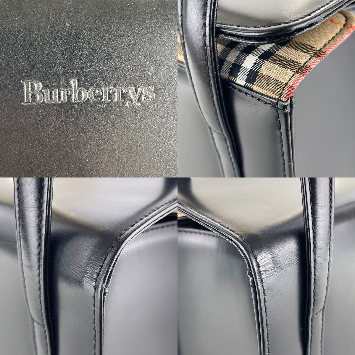 Burberry London Leather Fabric Handbag - Black, Leather