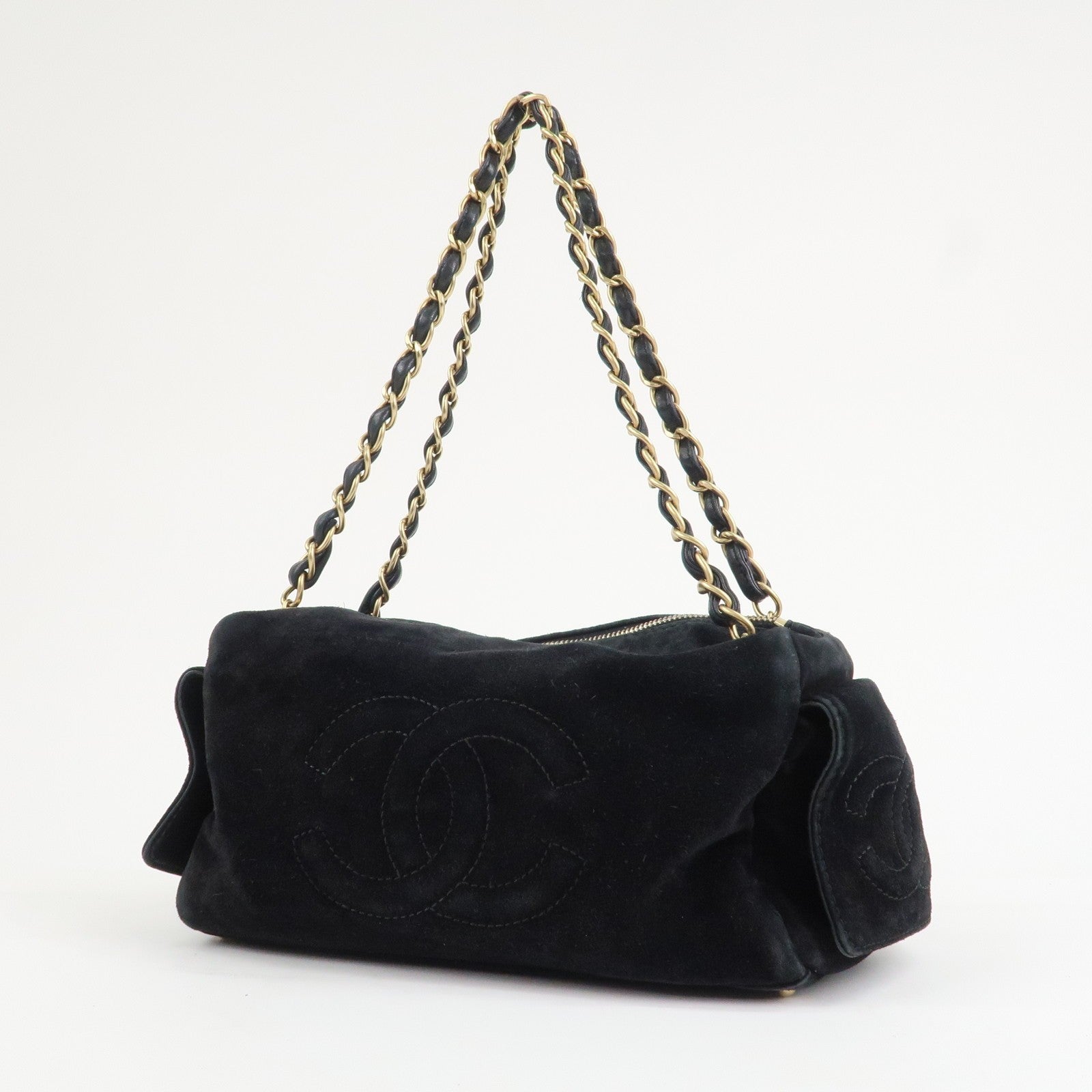 Chanel COCO Mark Shoulder Bag - Black, Suede Leather