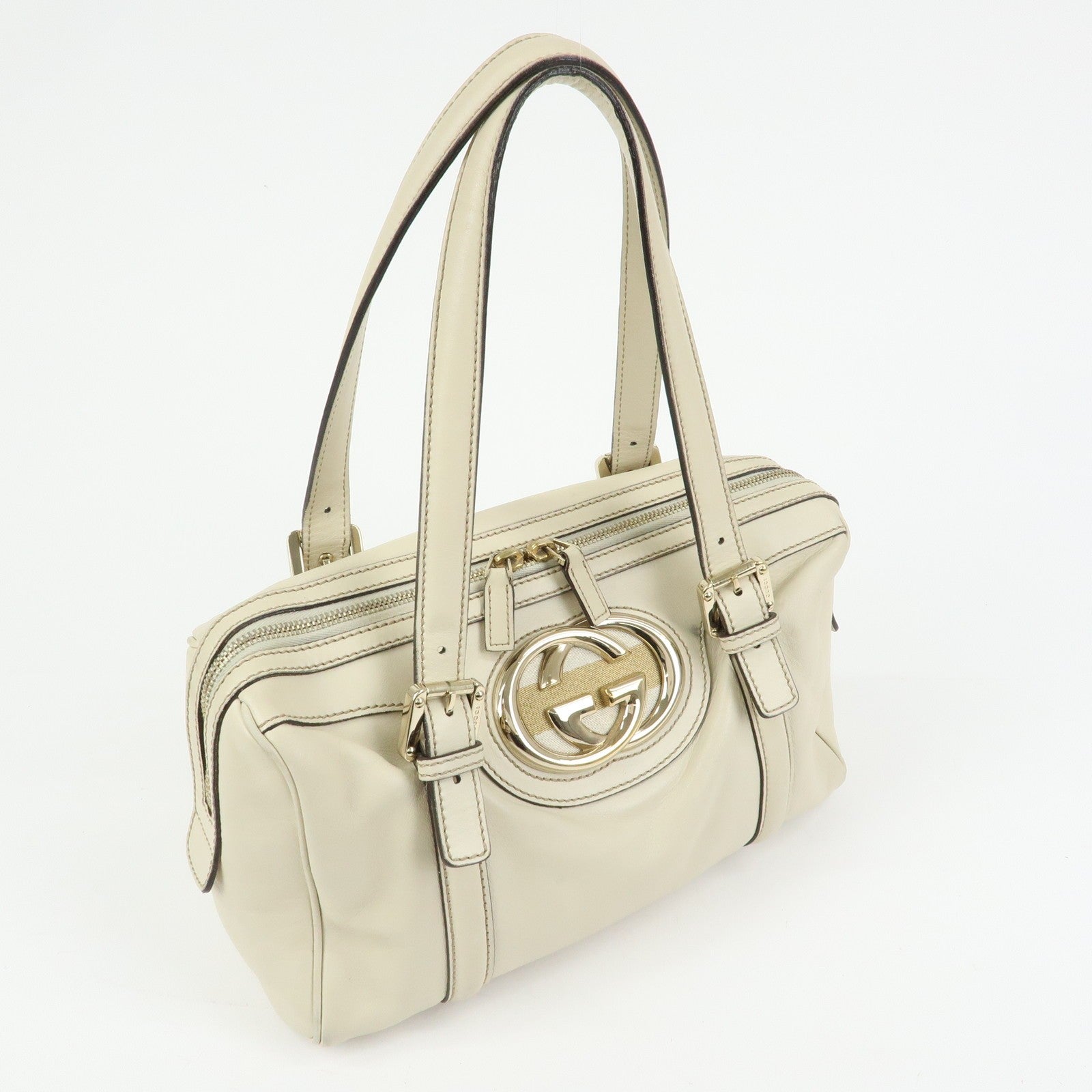 Gucci Interlocking G Sherry Boston Hand Bag - Ivory, Leather