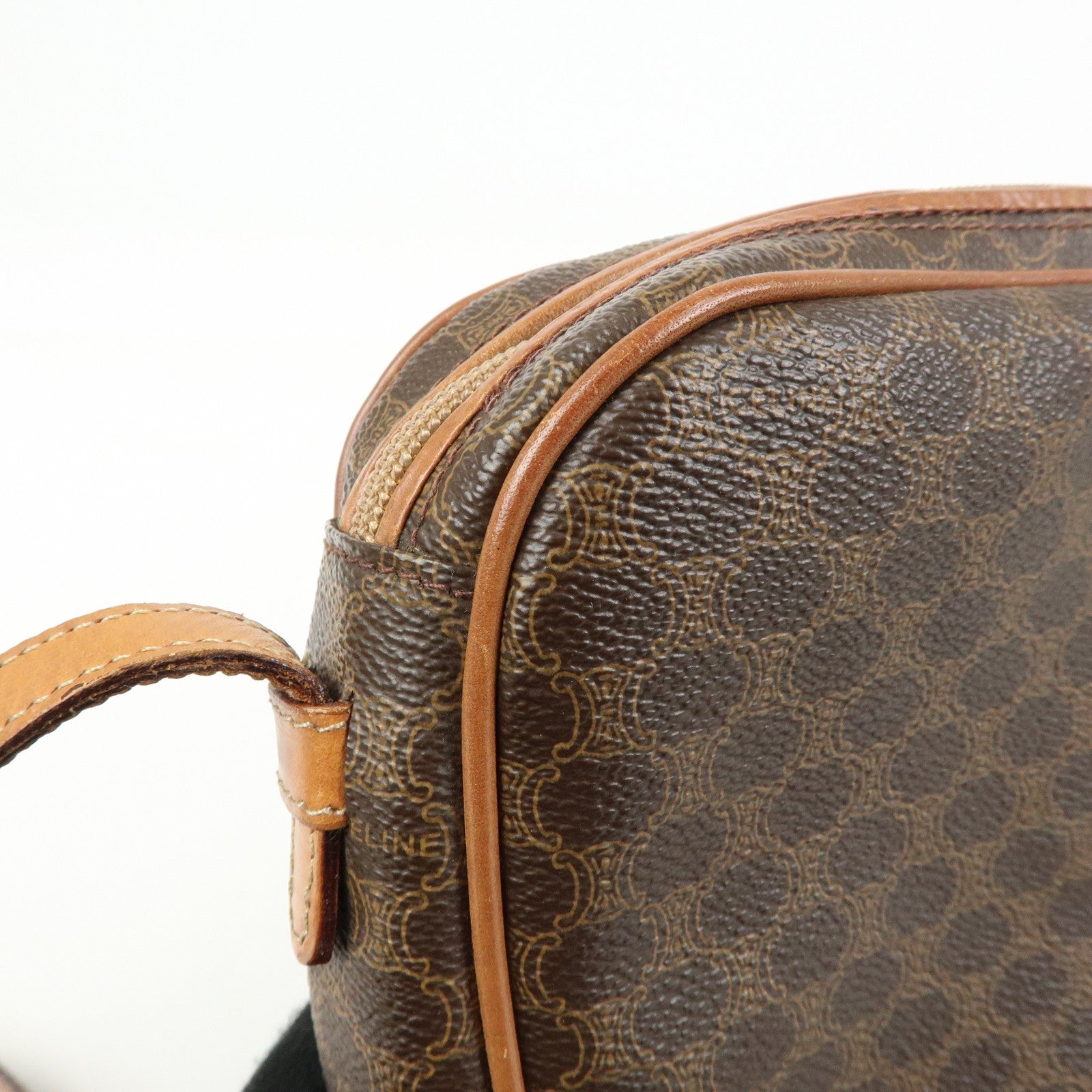 Celine Macadam Shoulder Bag - Brown, PVC Coating Canvas, Leather