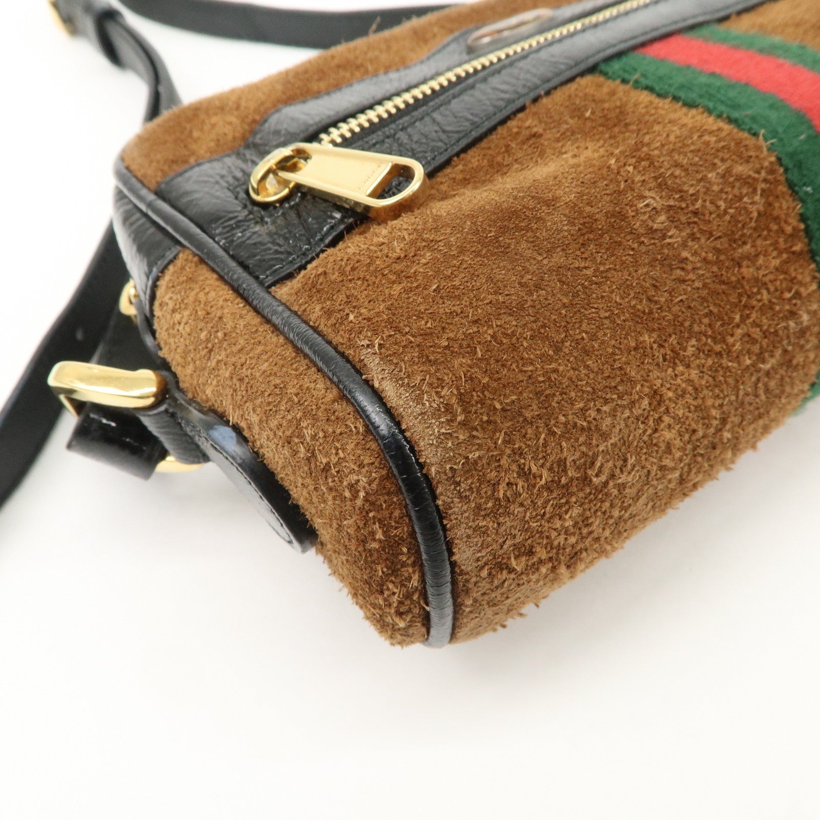 Gucci Ophidia Sherry Shoulder Bag - Brown, Suede Patent Leather