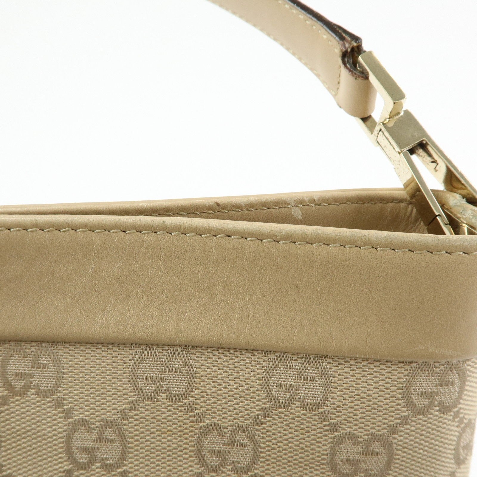 Gucci Shoulder Hand Bag - Beige, GG Canvas, Leather