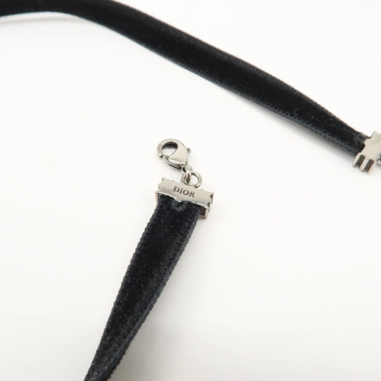 Christian Dior Metal Velour Rhine Stone Choker- Black Silver