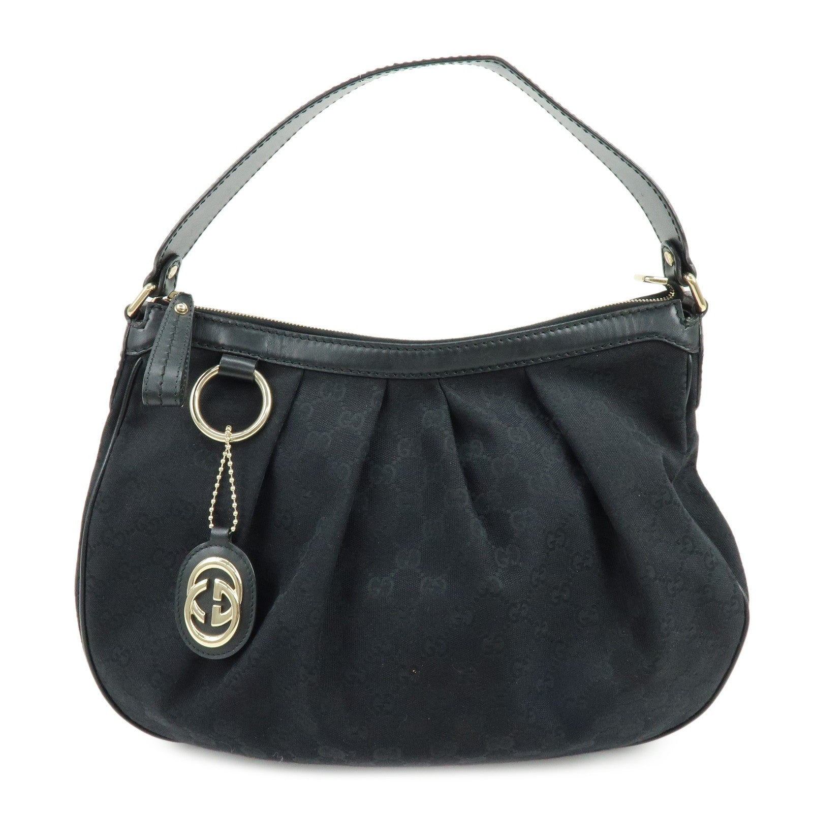 GUCCI Sukey GG Canvas Leather Shoulder Bag Black