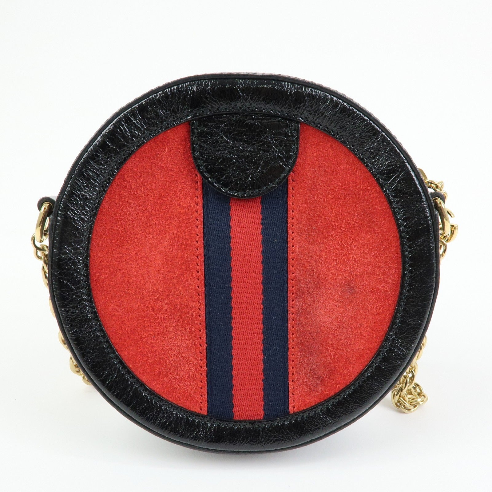 Gucci Shoulder Bag - Red, Black, Suede, Patent Leather