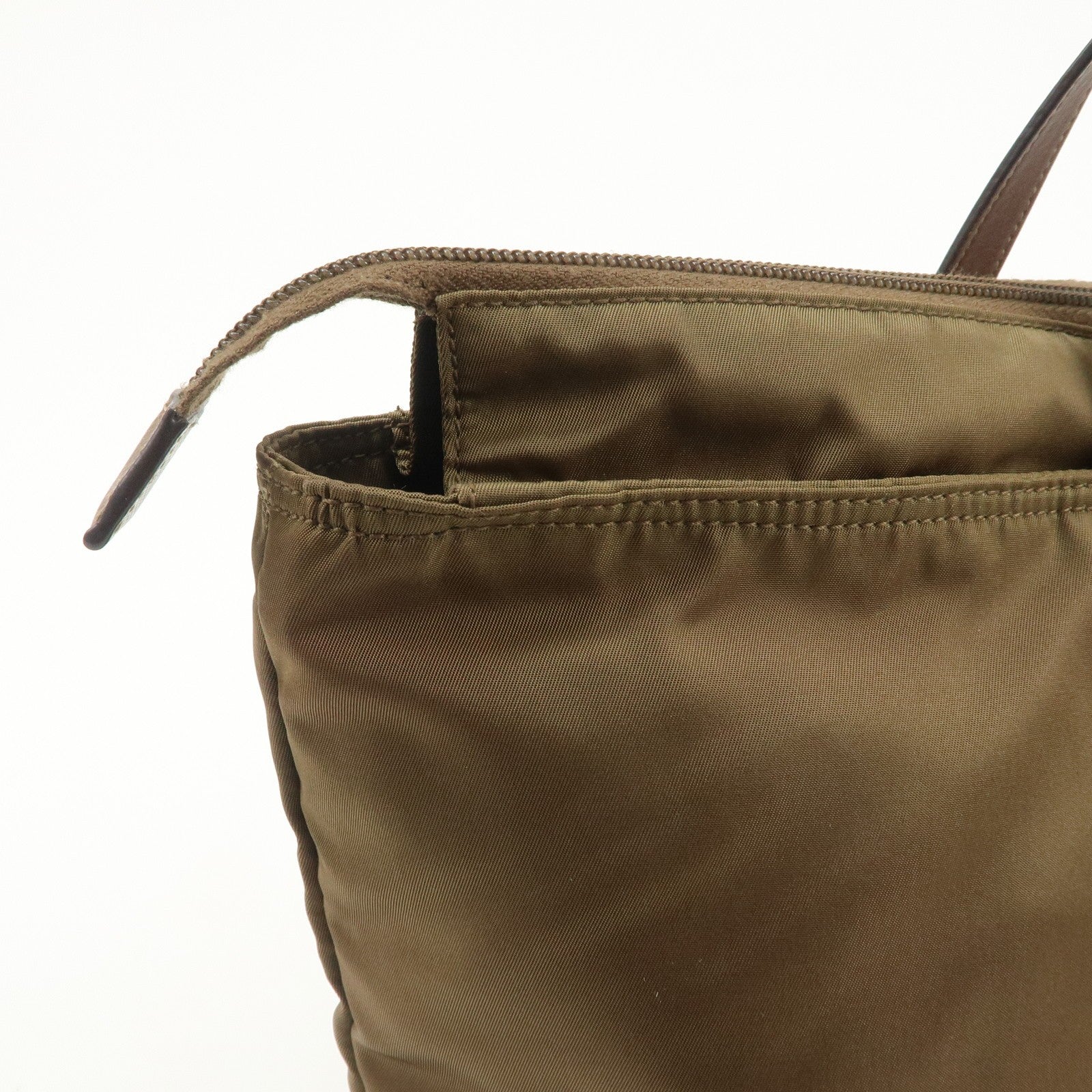 Prada Triangle Logo Tote Bag - Brown, Nylon and Saffiano Leather