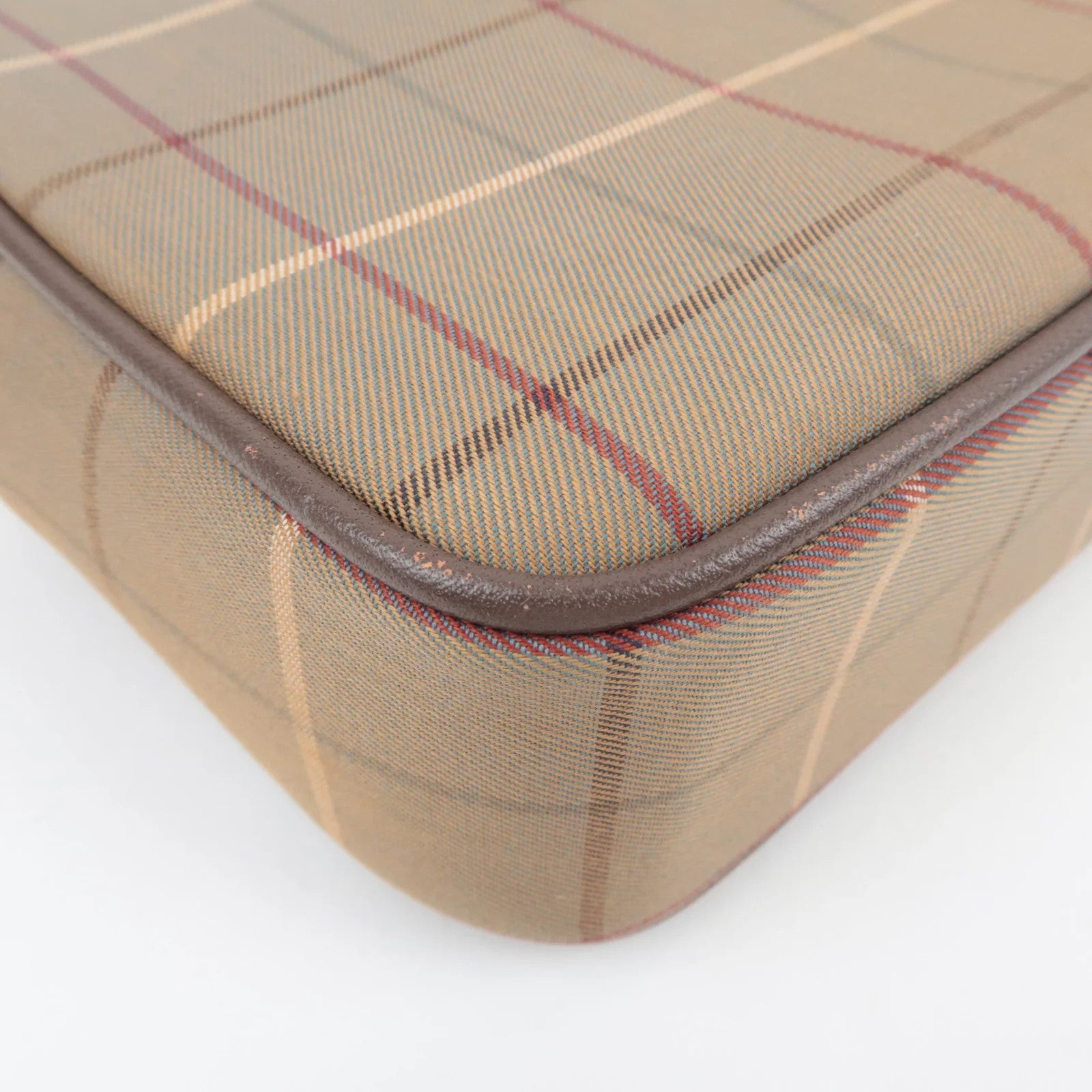 Burberry BURBERRY burberrys Plaid Canvas Leather Clutch Bag - Khaki, Brown, Canvas, Leather