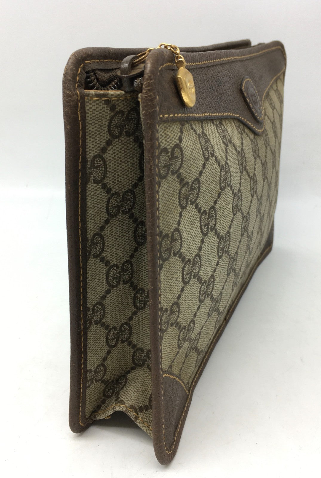 Gucci GG Supreme Monogram Clutch Bag - Beige/Brown, PVC Leather