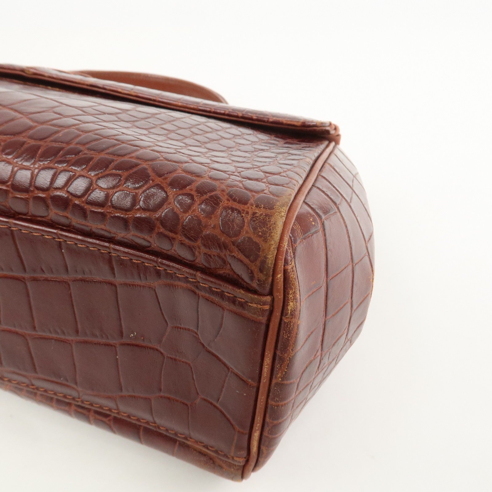 Saint Laurent Paris Embossed Leather Hand Bag - Red Brown, Leather